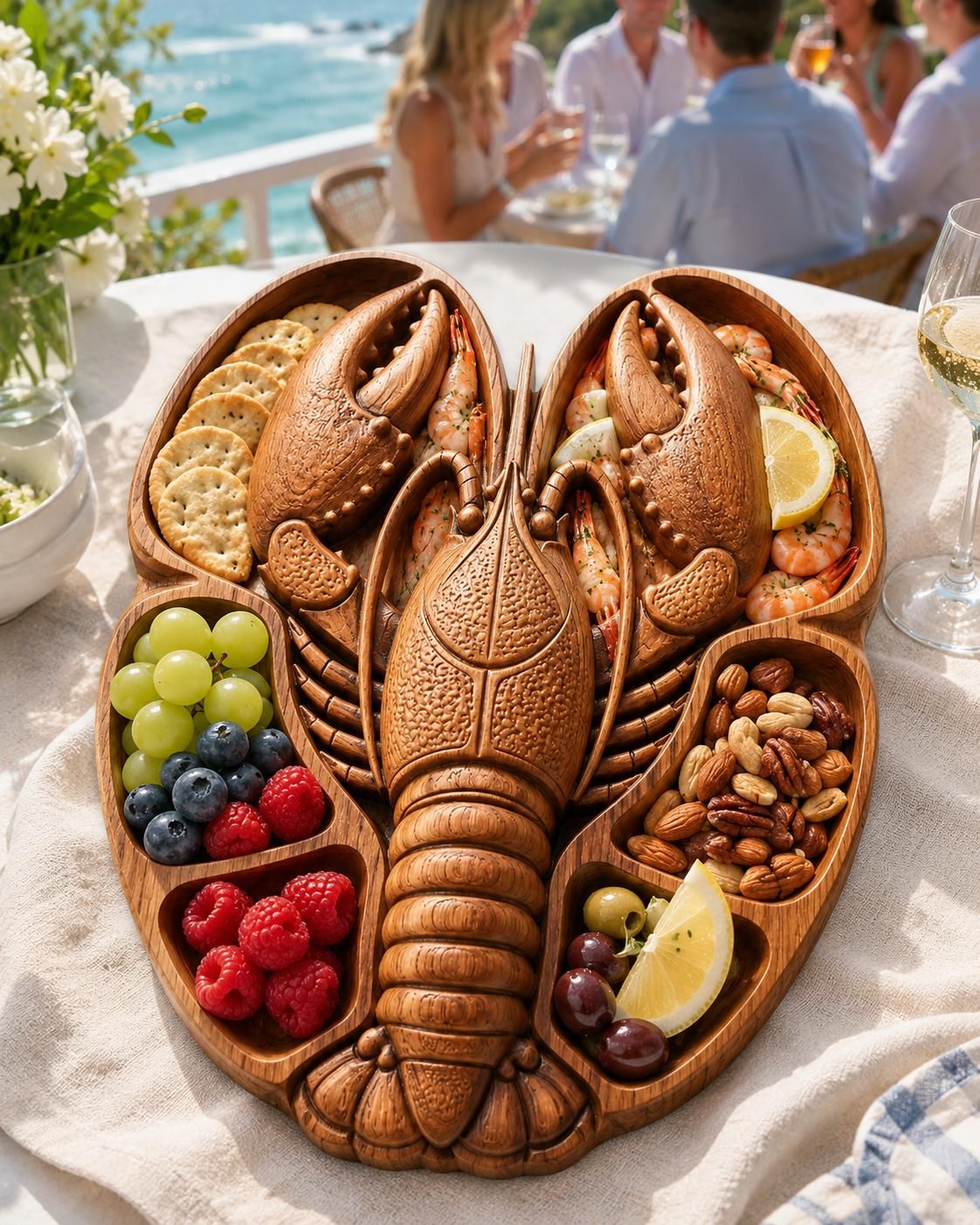 Lobster Serving Tray STL File for CNC Router bas-relief STL — view 3