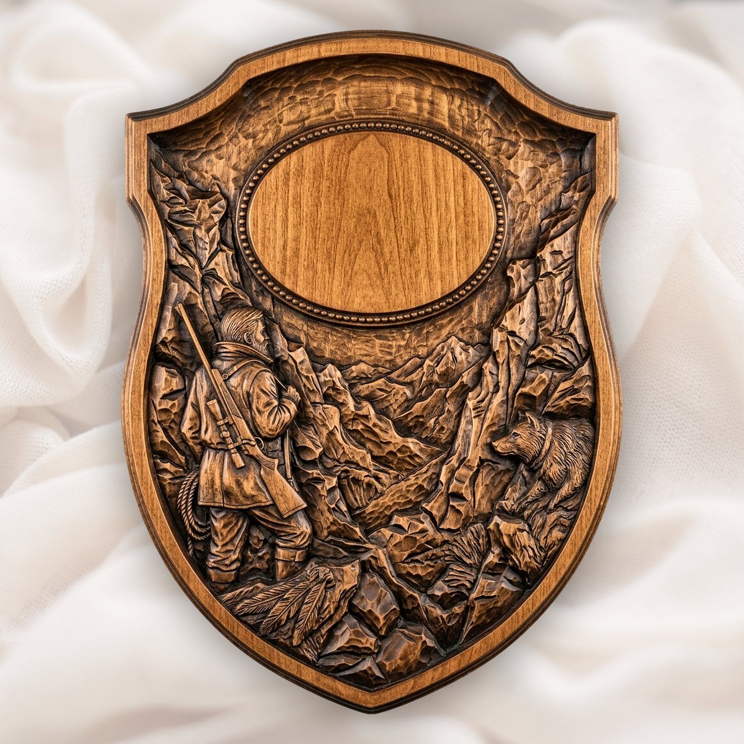 Lone Mountain Hunter Trophy Shield CNC Relief STL bas-relief STL design