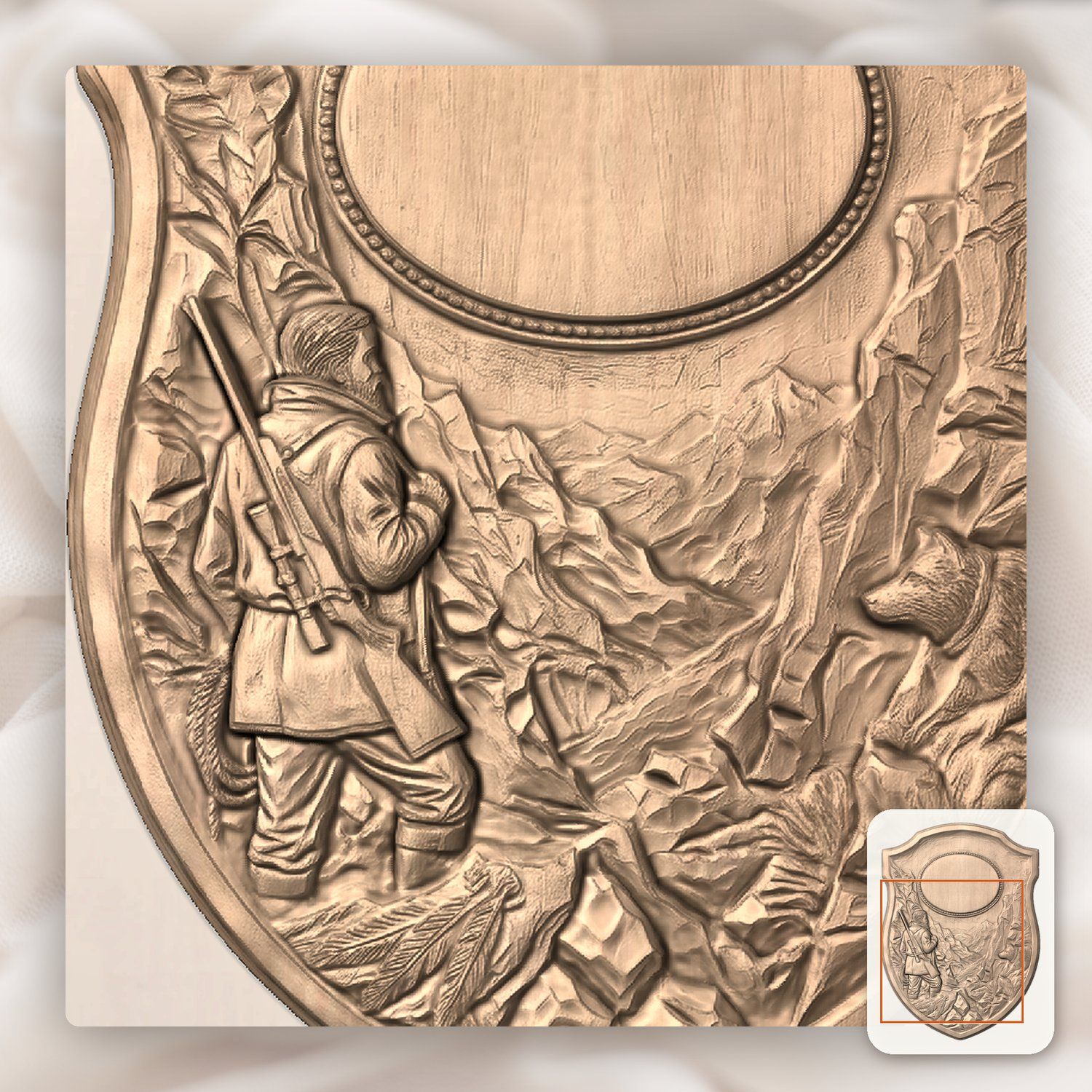 Lone Mountain Hunter Trophy Shield CNC Relief STL bas-relief STL — view 6