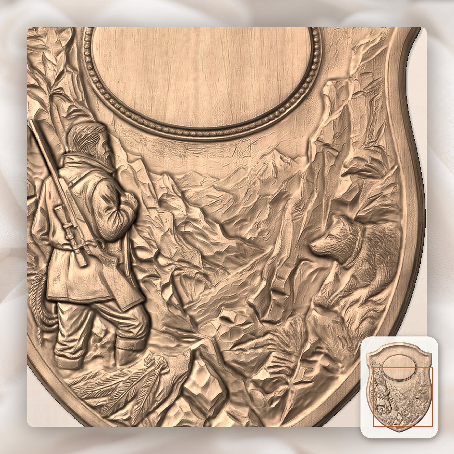 Lone Mountain Hunter Trophy Shield CNC Relief STL bas-relief STL — view 7