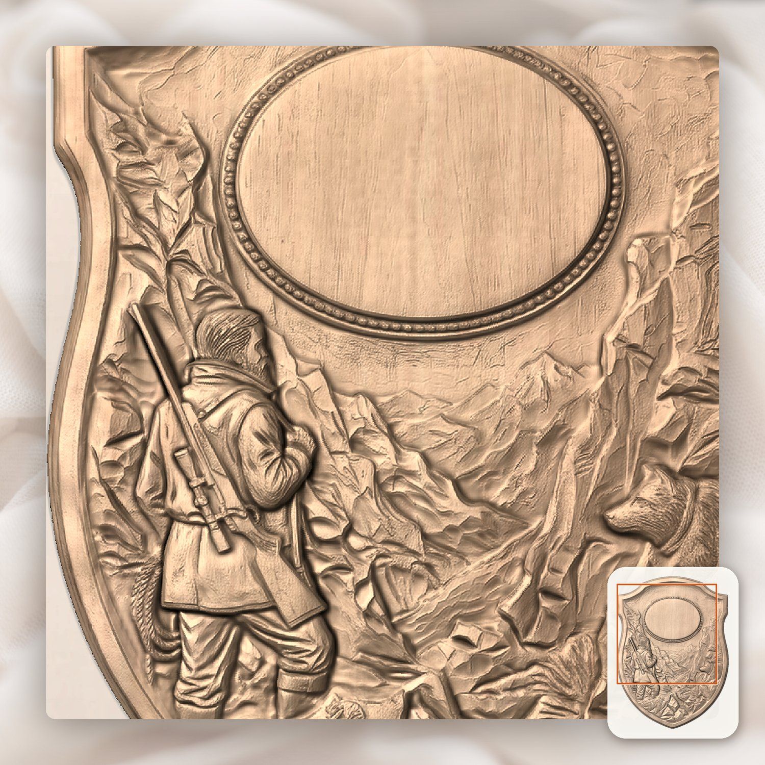 Lone Mountain Hunter Trophy Shield CNC Relief STL bas-relief STL — view 8
