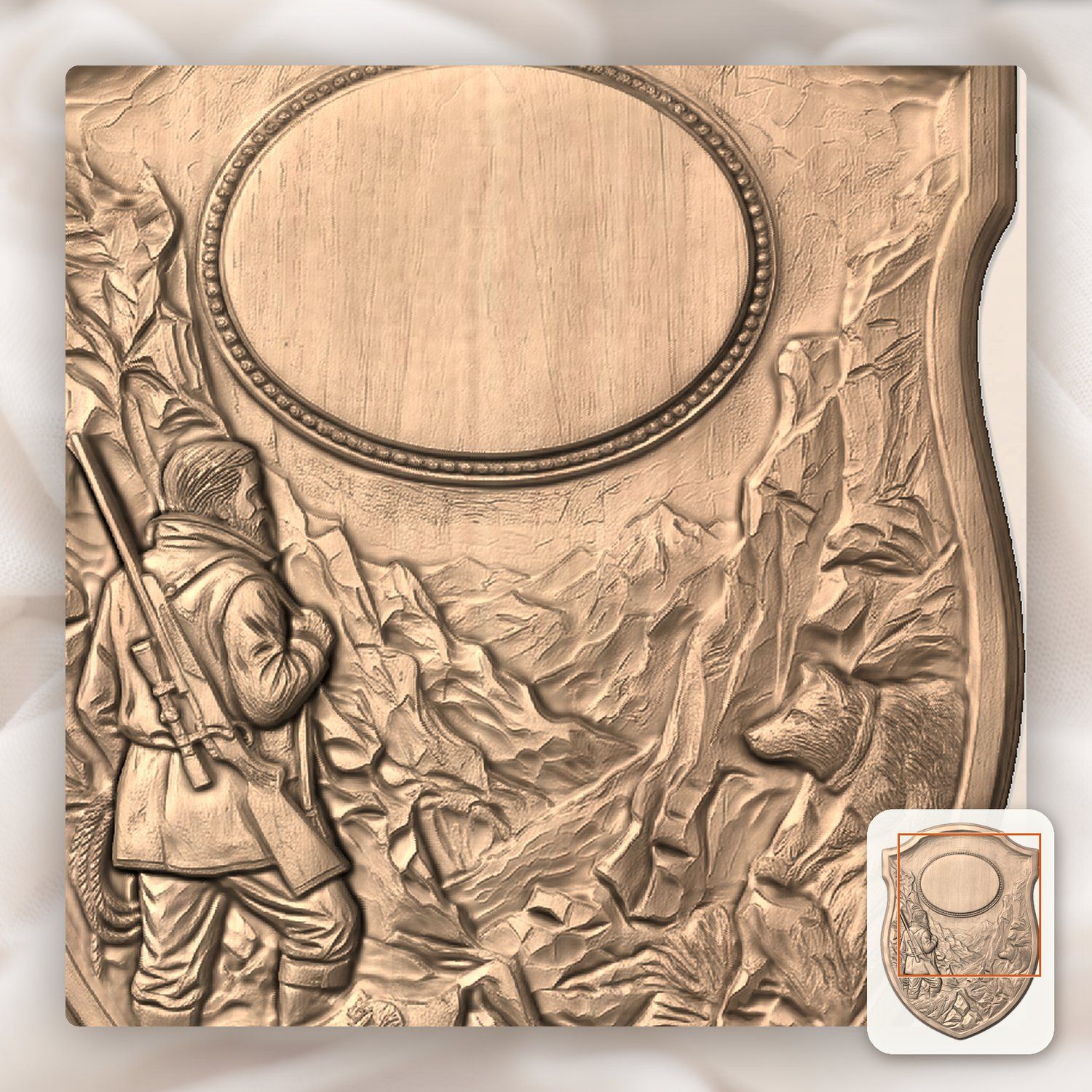 Lone Mountain Hunter Trophy Shield CNC Relief STL bas-relief STL — view 9