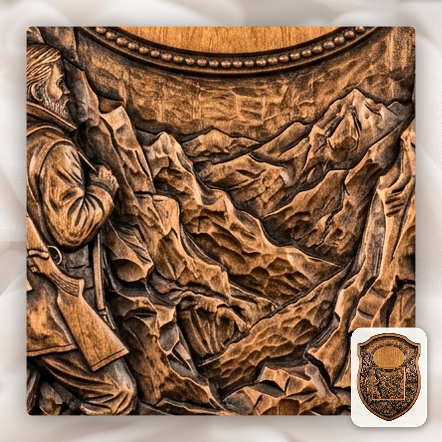 Lone Mountain Hunter Trophy Shield CNC Relief STL bas-relief STL — view 10