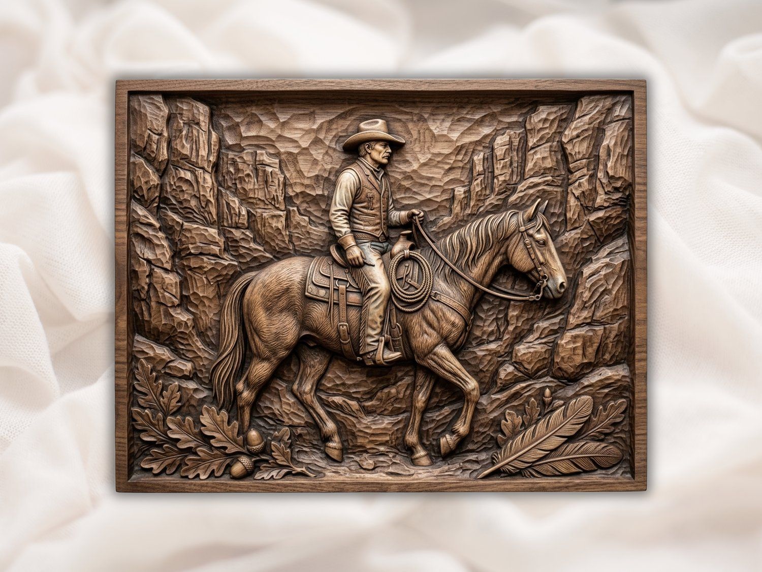 Lone Star Rider Western Cowboy Canyon CNC Relief STL bas-relief STL — view 2