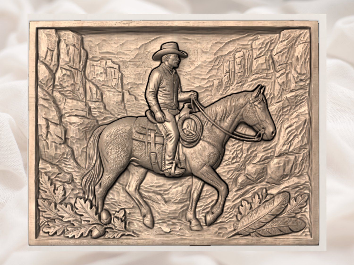 Lone Star Rider Western Cowboy Canyon CNC Relief STL bas-relief STL — view 3