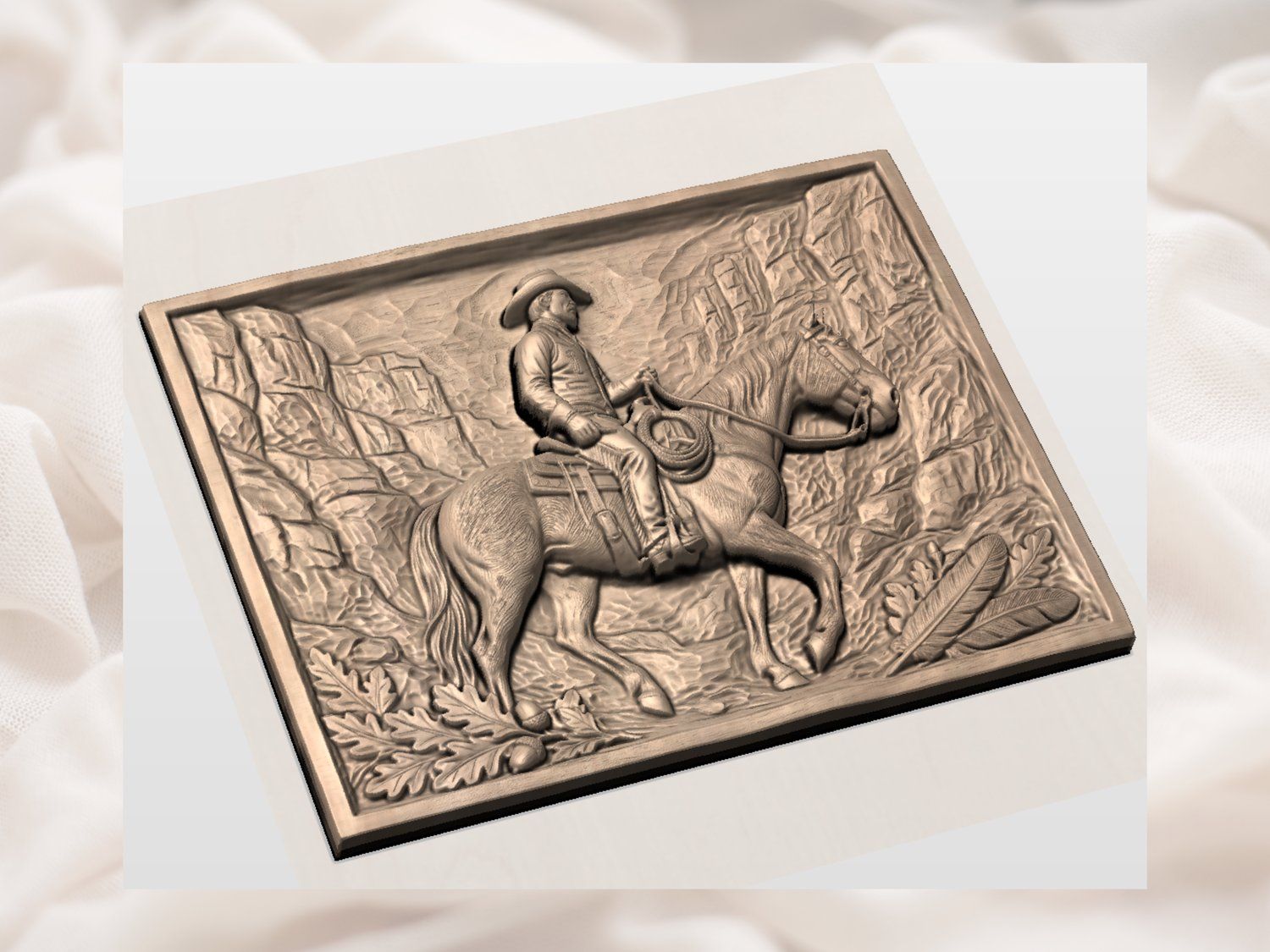 Lone Star Rider Western Cowboy Canyon CNC Relief STL bas-relief STL — view 4