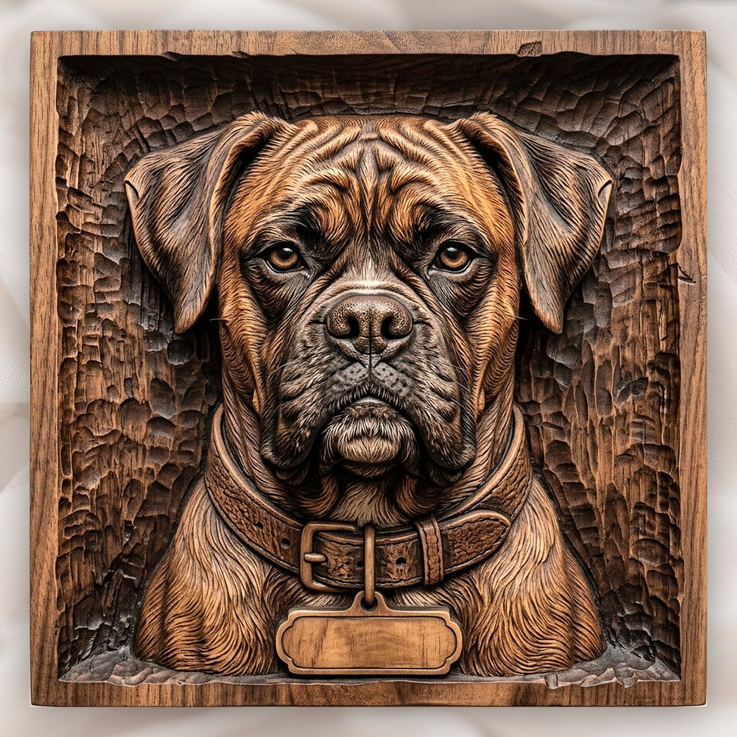 Loyal Boxer Dog Portrait CNC Relief STL bas-relief STL design