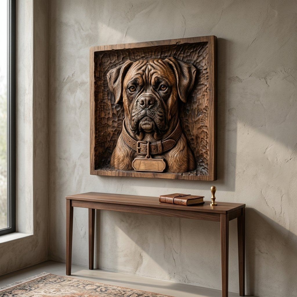 Loyal Boxer Dog Portrait CNC Relief STL bas-relief STL — view 12