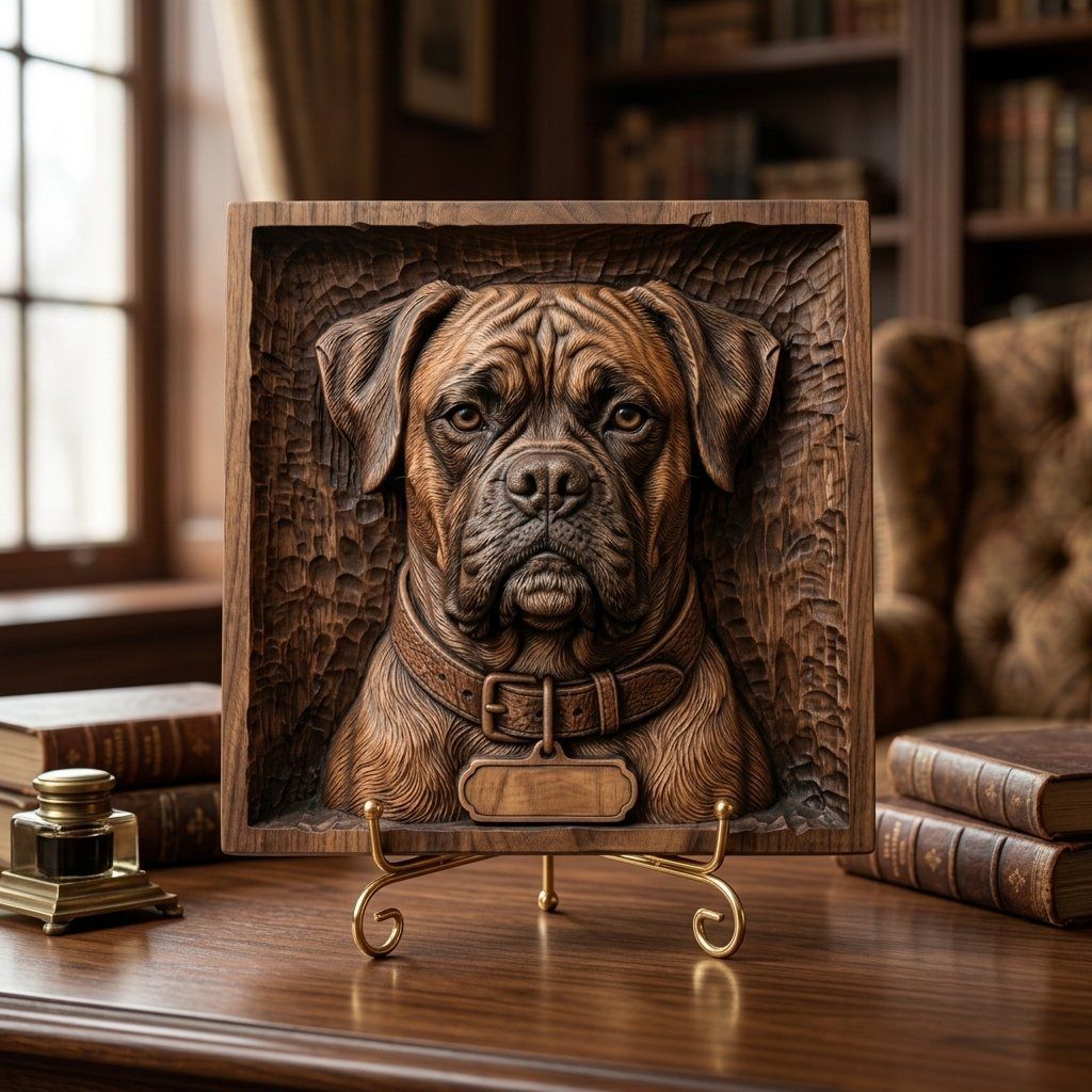 Loyal Boxer Dog Portrait CNC Relief STL bas-relief STL — view 13
