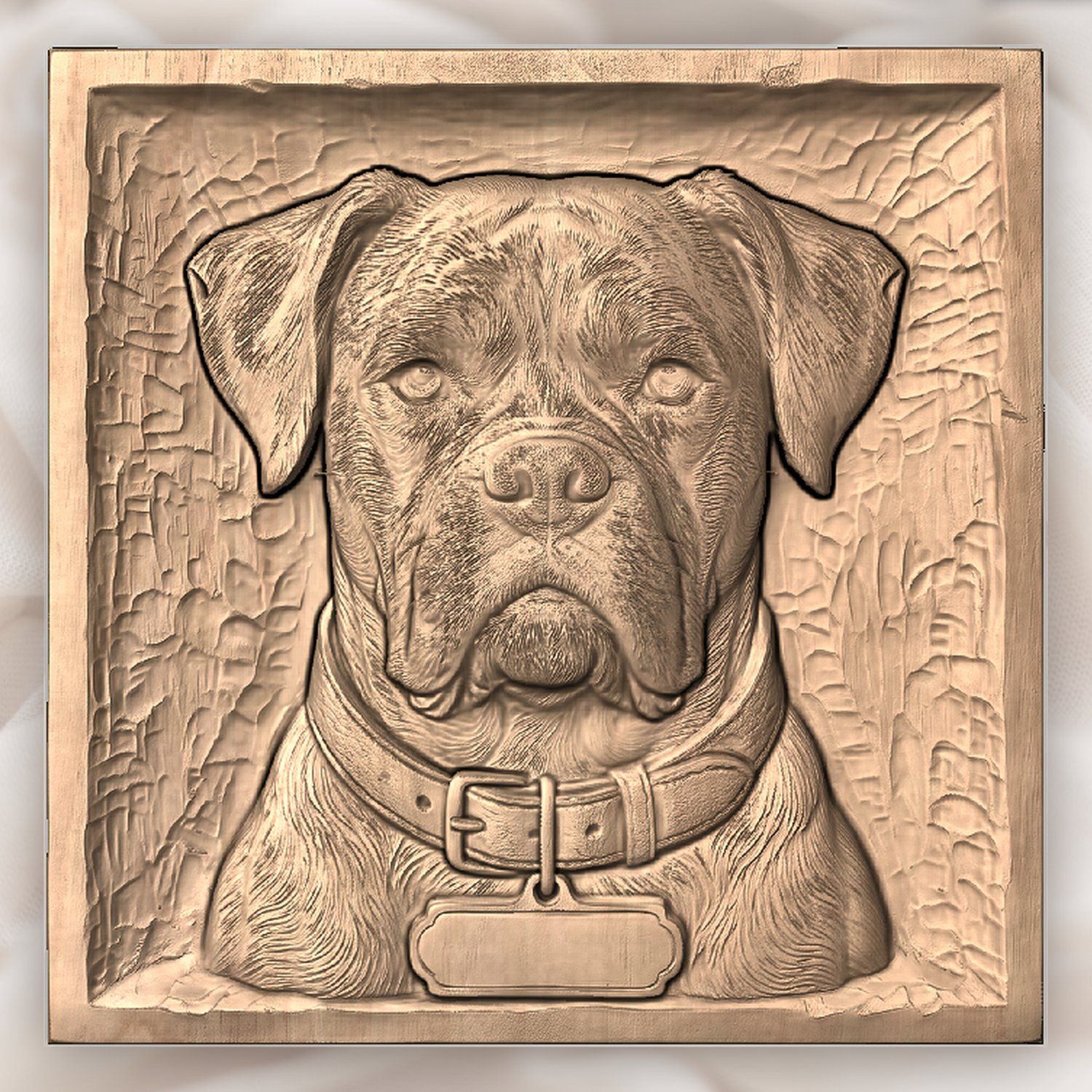 Loyal Boxer Dog Portrait CNC Relief STL bas-relief STL — view 3