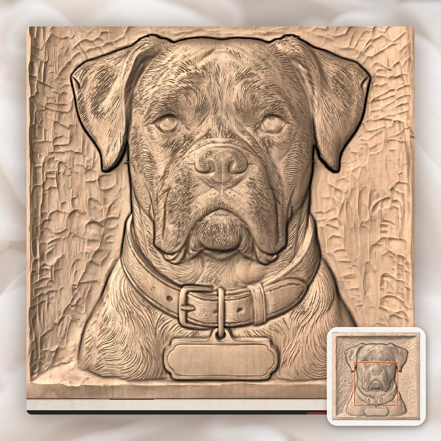 Loyal Boxer Dog Portrait CNC Relief STL bas-relief STL — view 5