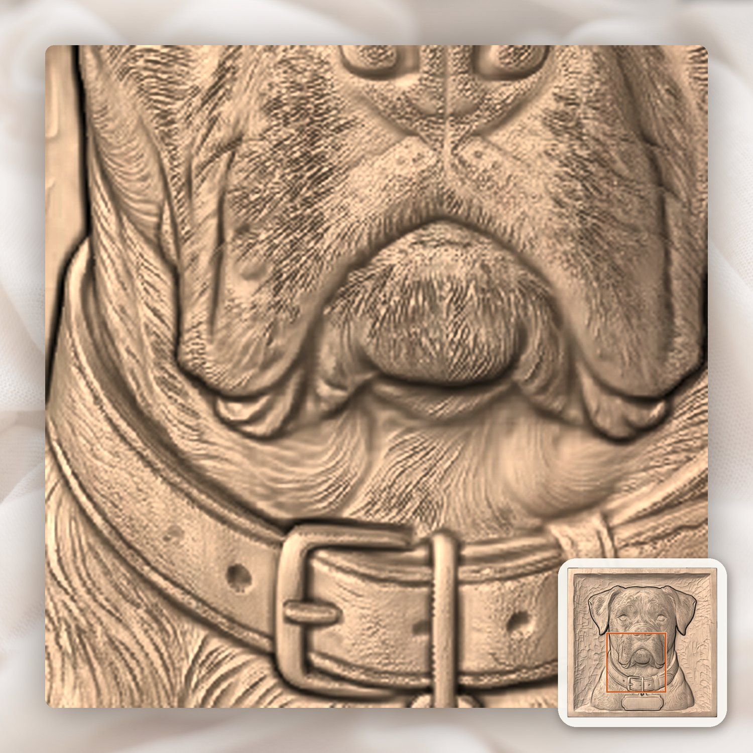 Loyal Boxer Dog Portrait CNC Relief STL bas-relief STL — view 6