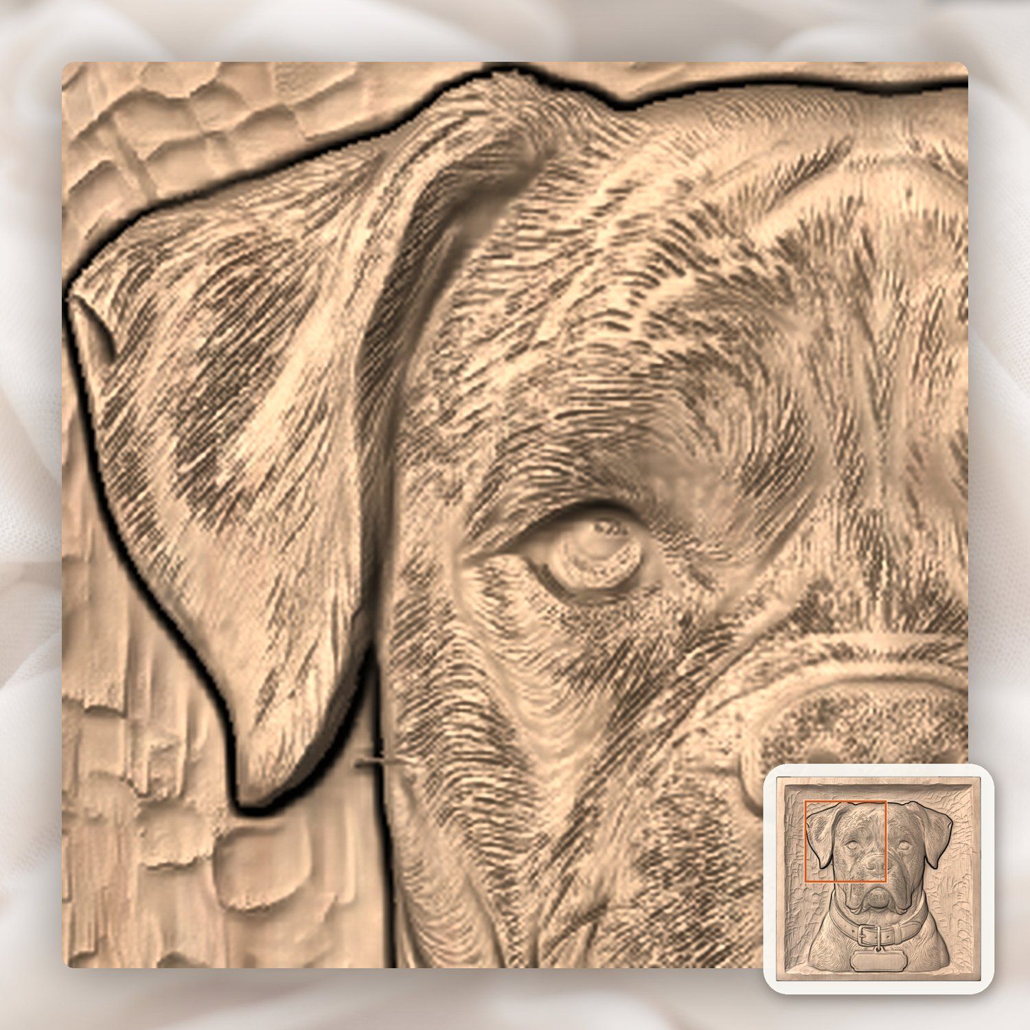 Loyal Boxer Dog Portrait CNC Relief STL bas-relief STL — view 7