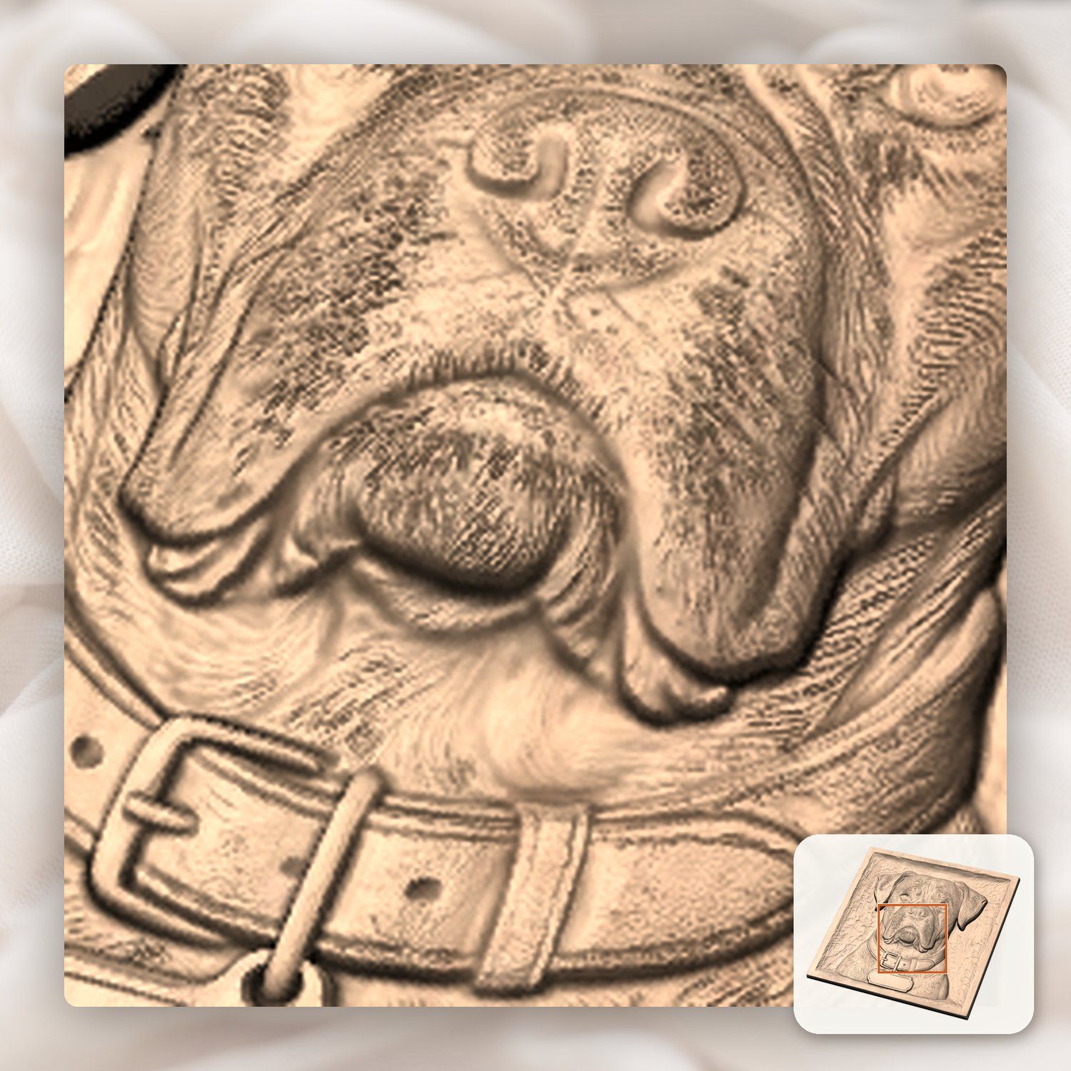 Loyal Boxer Dog Portrait CNC Relief STL bas-relief STL — view 8