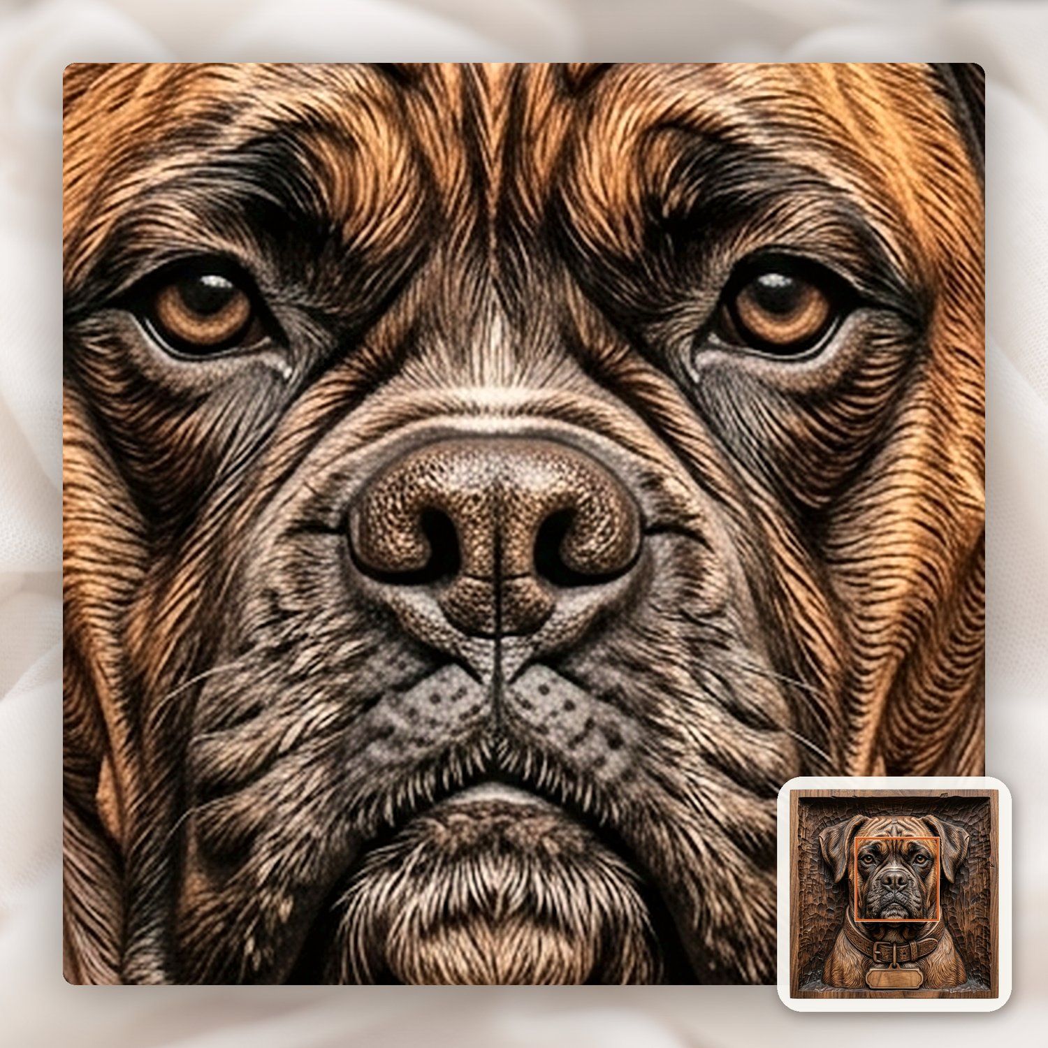 Loyal Boxer Dog Portrait CNC Relief STL bas-relief STL — view 10