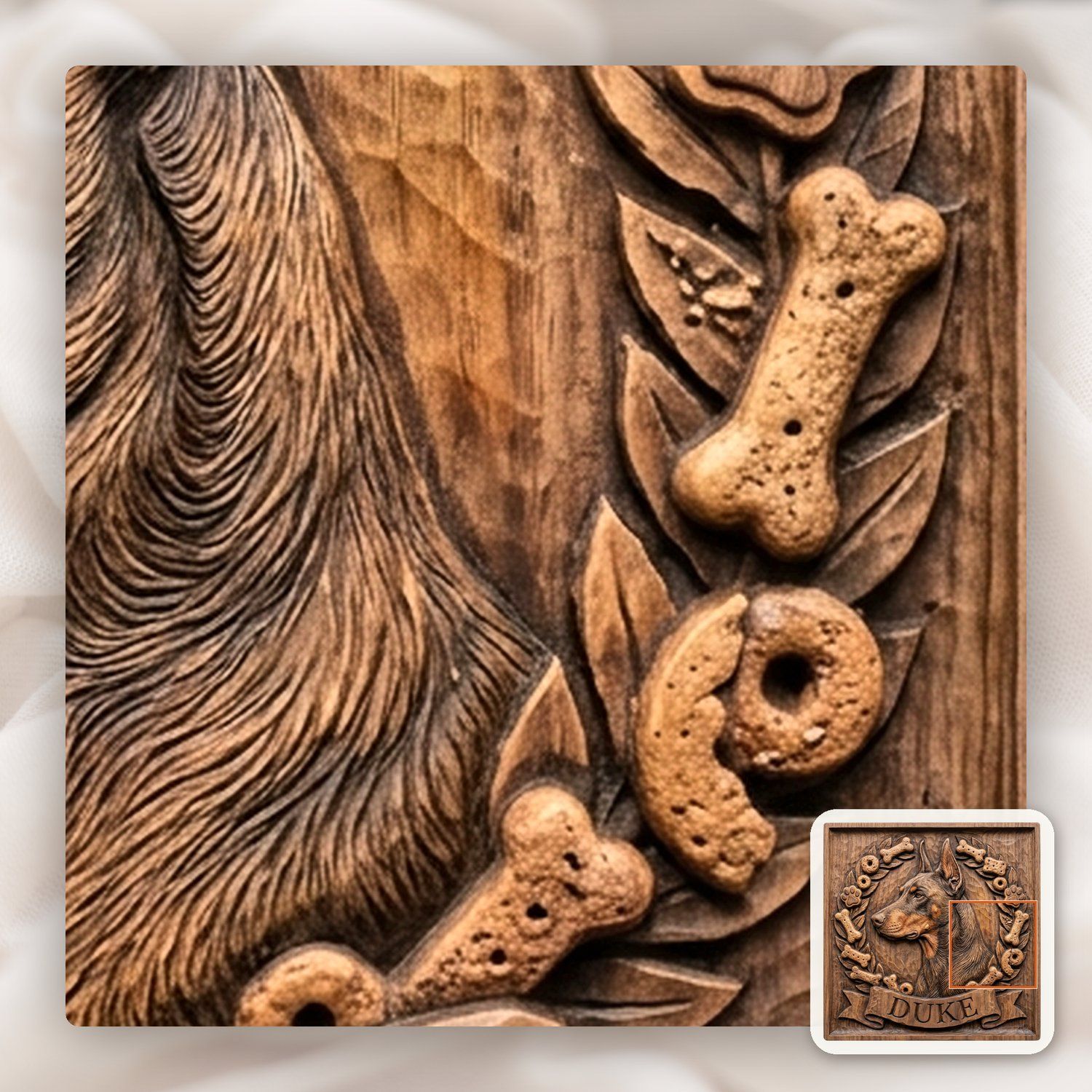 Loyal Doberman Pinscher Wreath Memorial CNC Relief STL bas-relief STL — view 11