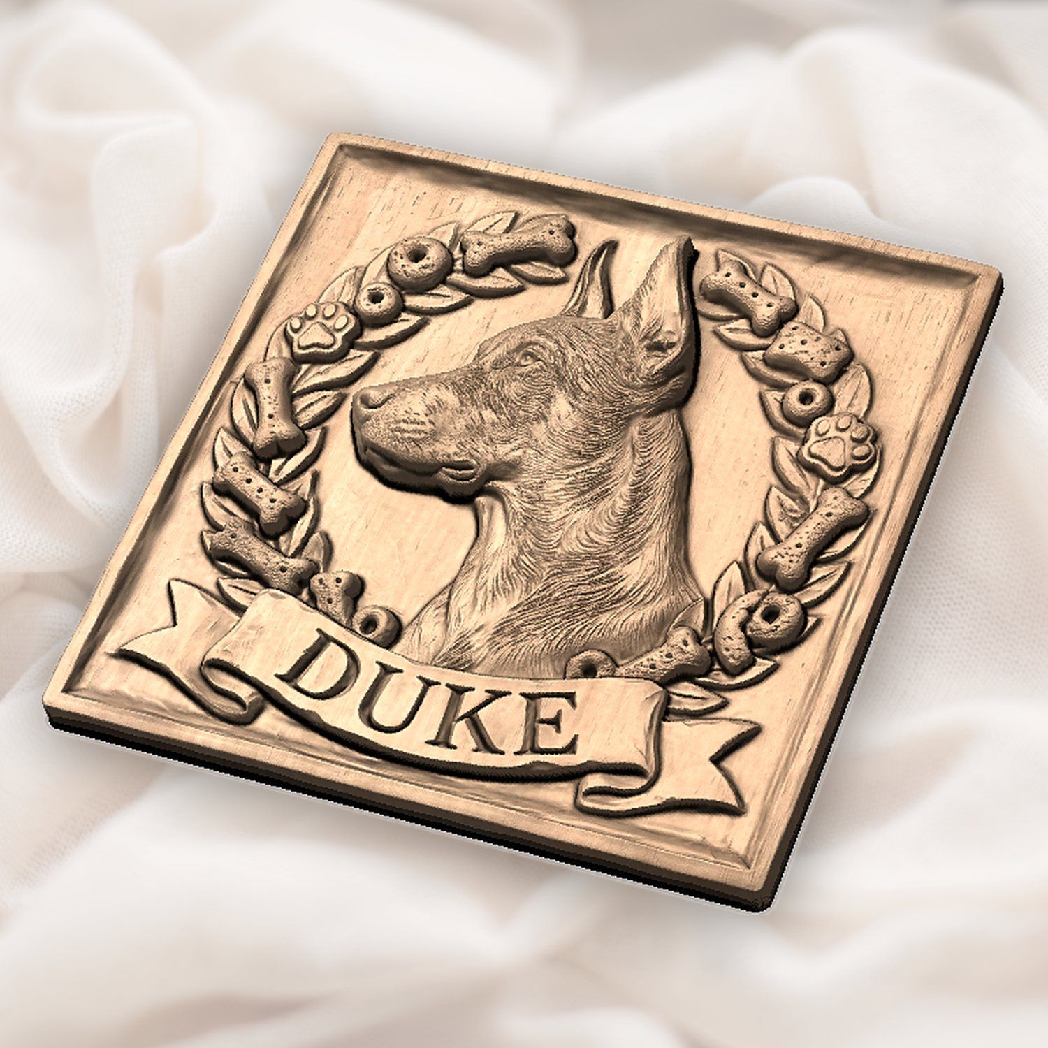 Loyal Doberman Pinscher Wreath Memorial CNC Relief STL bas-relief STL — view 4