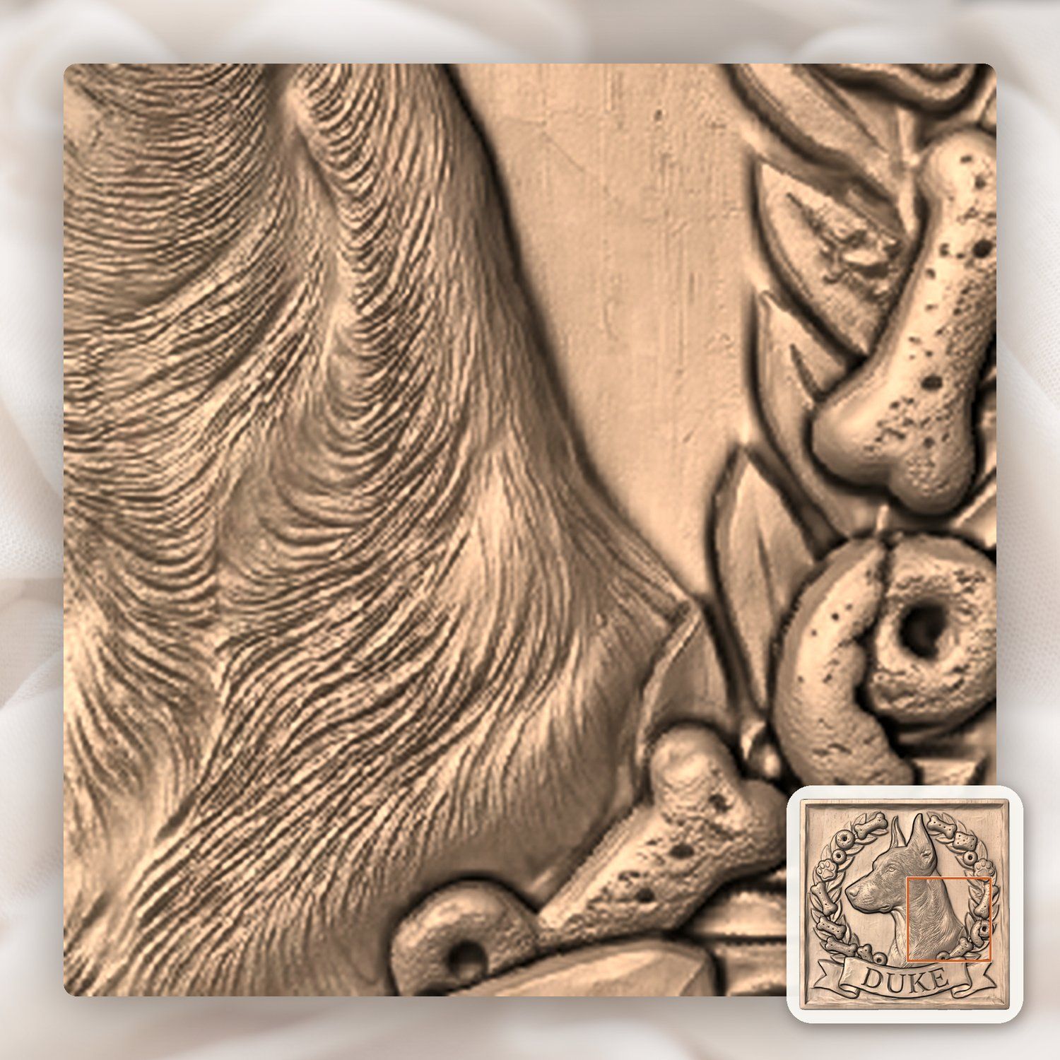 Loyal Doberman Pinscher Wreath Memorial CNC Relief STL bas-relief STL — view 6