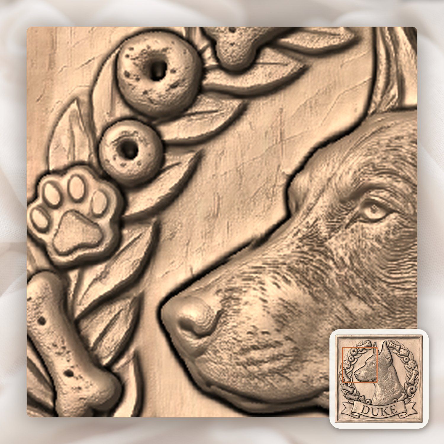 Loyal Doberman Pinscher Wreath Memorial CNC Relief STL bas-relief STL — view 7