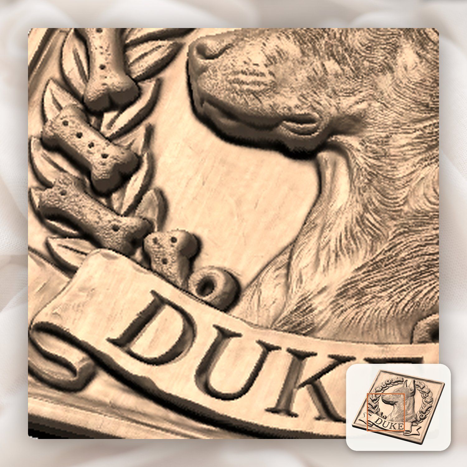 Loyal Doberman Pinscher Wreath Memorial CNC Relief STL bas-relief STL — view 8