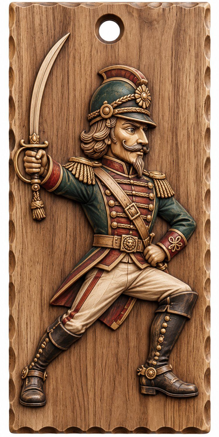 Lunging Nutcracker Cavalry Swordsman CNC Relief STL bas-relief STL — view 12