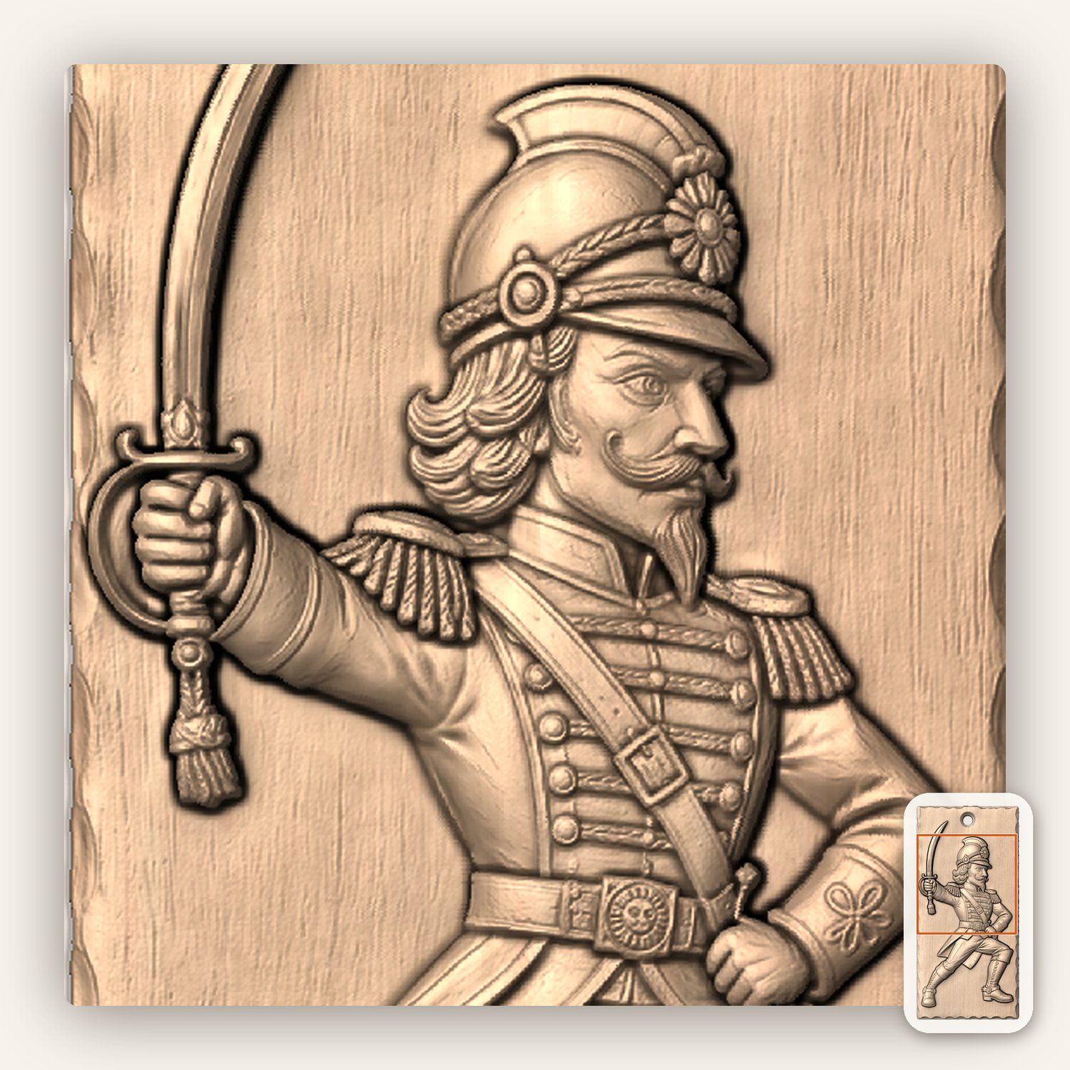 Lunging Nutcracker Cavalry Swordsman CNC Relief STL bas-relief STL — view 6