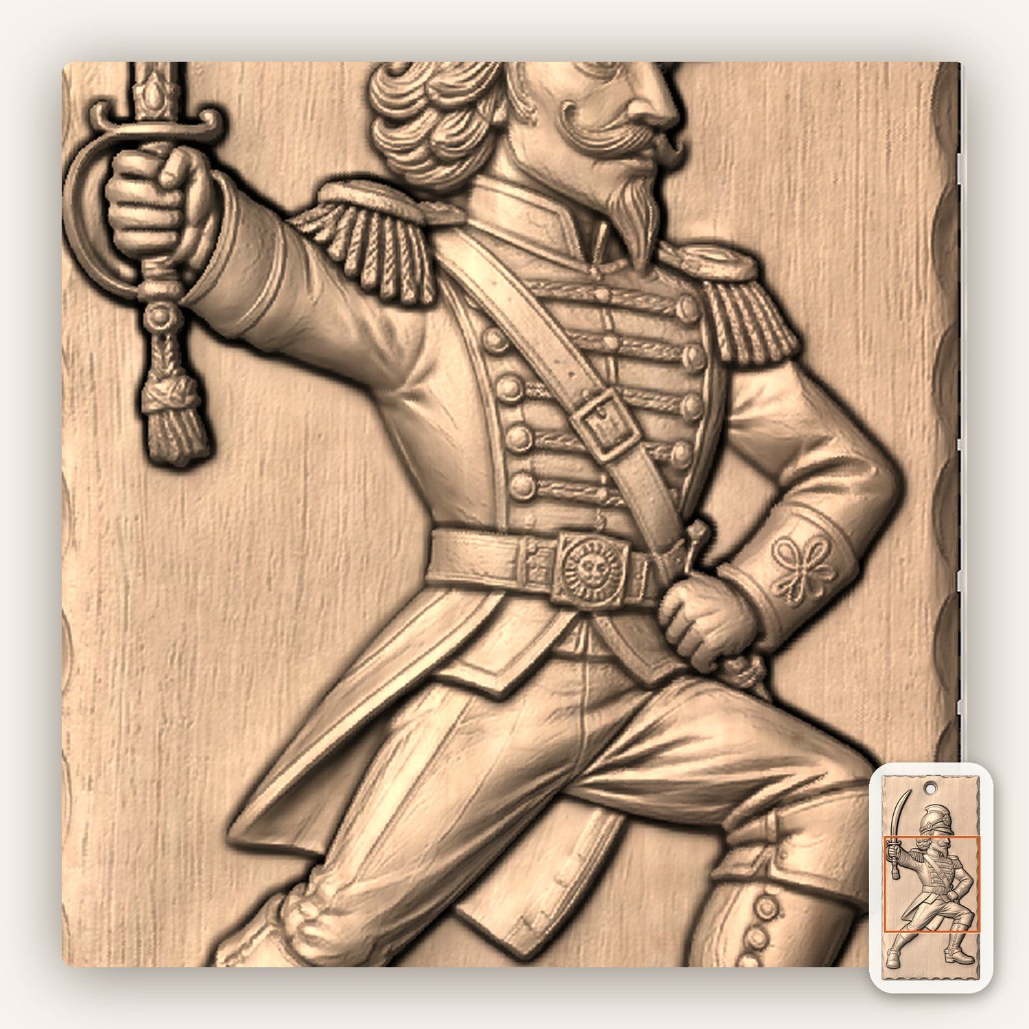 Lunging Nutcracker Cavalry Swordsman CNC Relief STL bas-relief STL — view 7