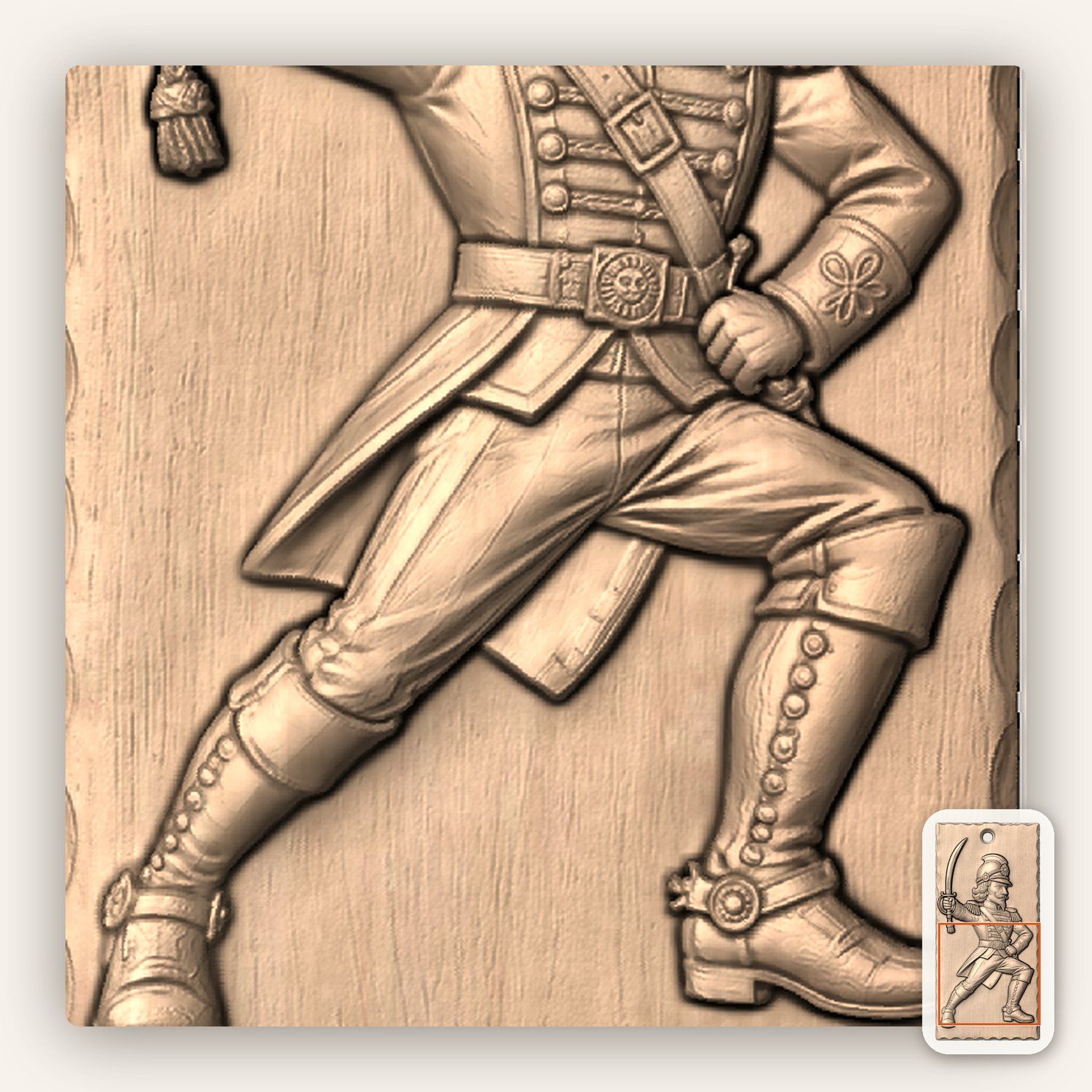 Lunging Nutcracker Cavalry Swordsman CNC Relief STL bas-relief STL — view 8