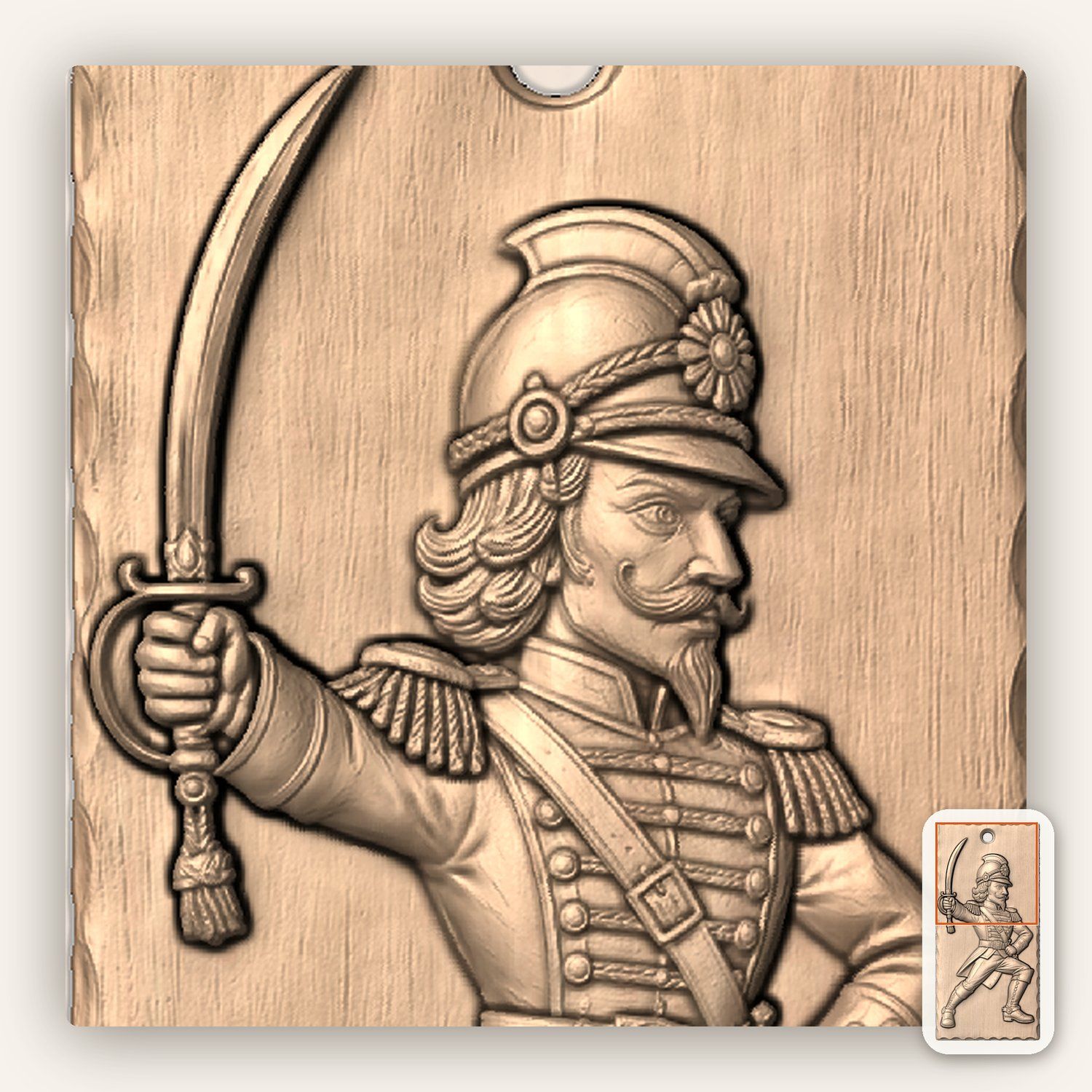 Lunging Nutcracker Cavalry Swordsman CNC Relief STL bas-relief STL — view 9