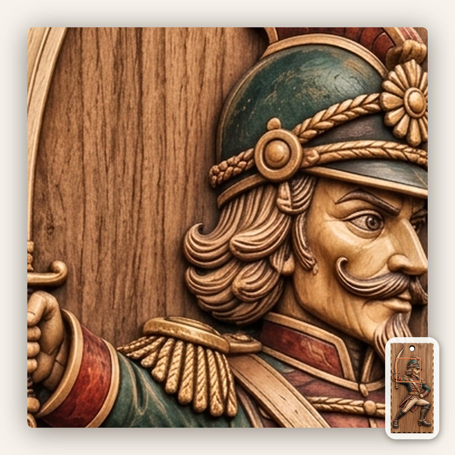 Lunging Nutcracker Cavalry Swordsman CNC Relief STL bas-relief STL — view 11