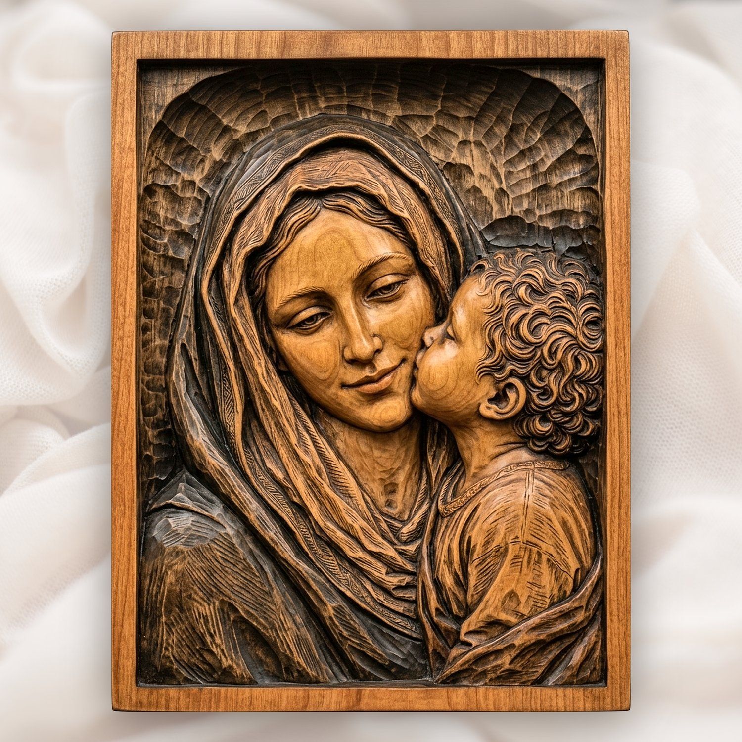 Madonna and Child Jesus Wood Carving CNC Relief STL bas-relief STL design