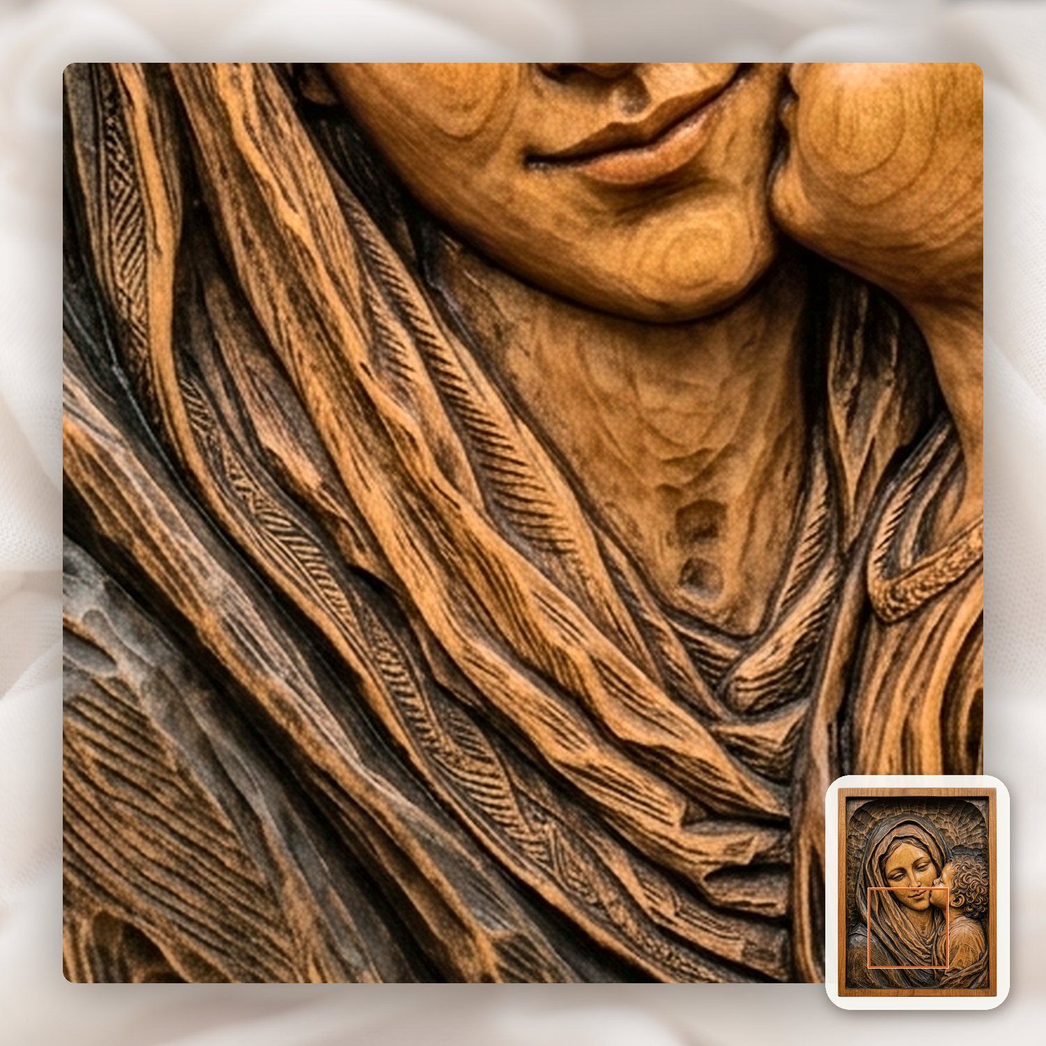 Madonna and Child Jesus Wood Carving CNC Relief STL bas-relief STL — view 12