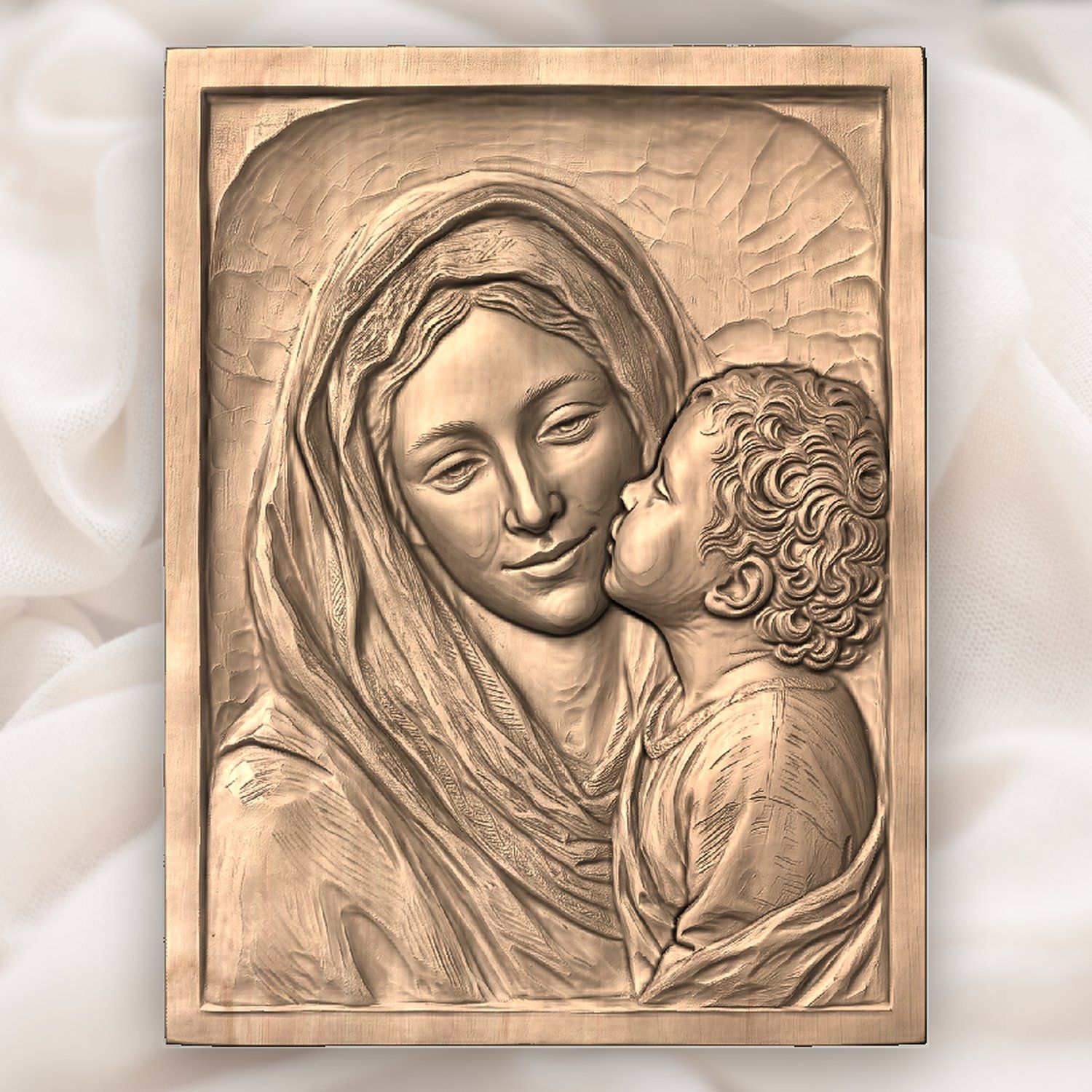 Madonna and Child Jesus Wood Carving CNC Relief STL bas-relief STL — view 5