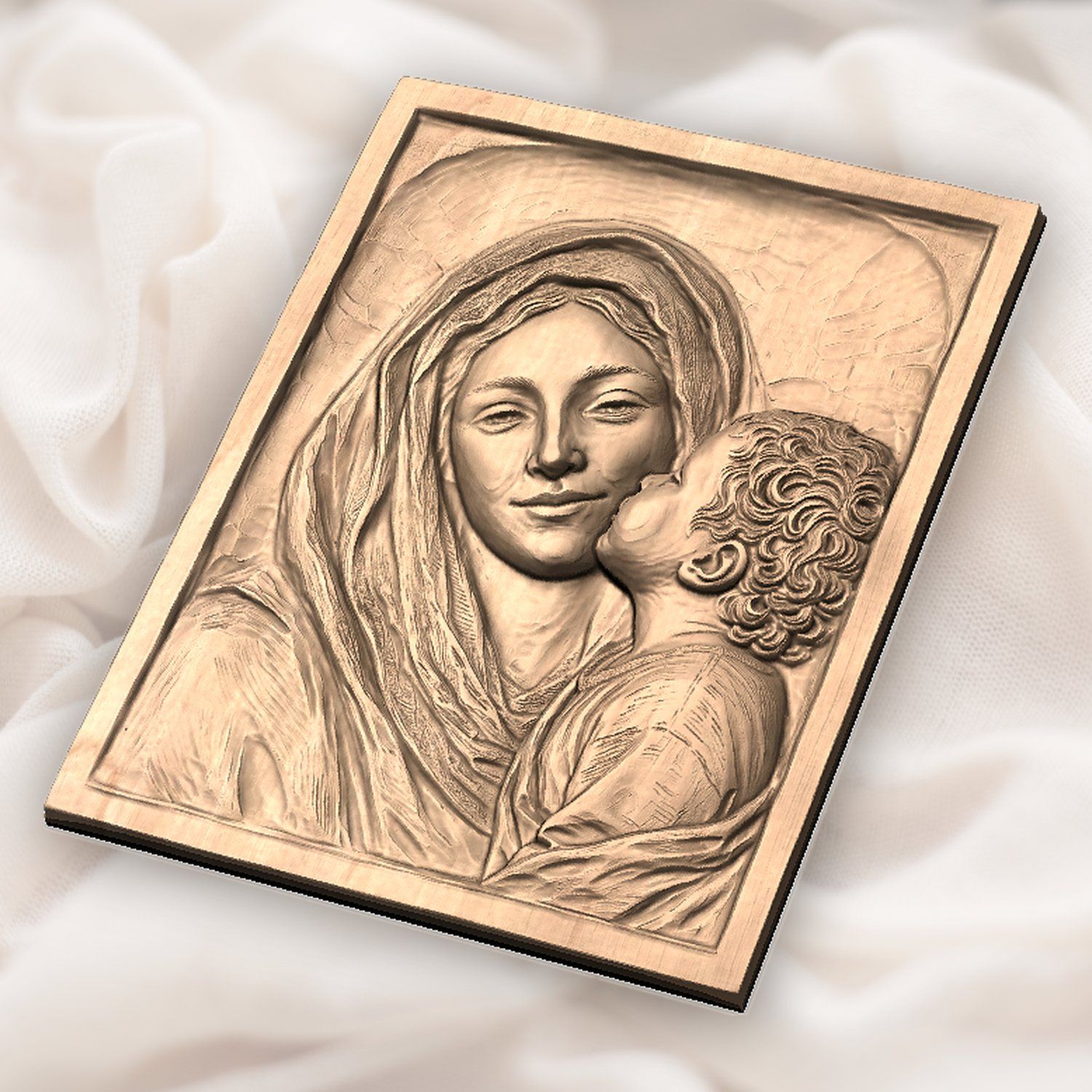 Madonna and Child Jesus Wood Carving CNC Relief STL bas-relief STL — view 6