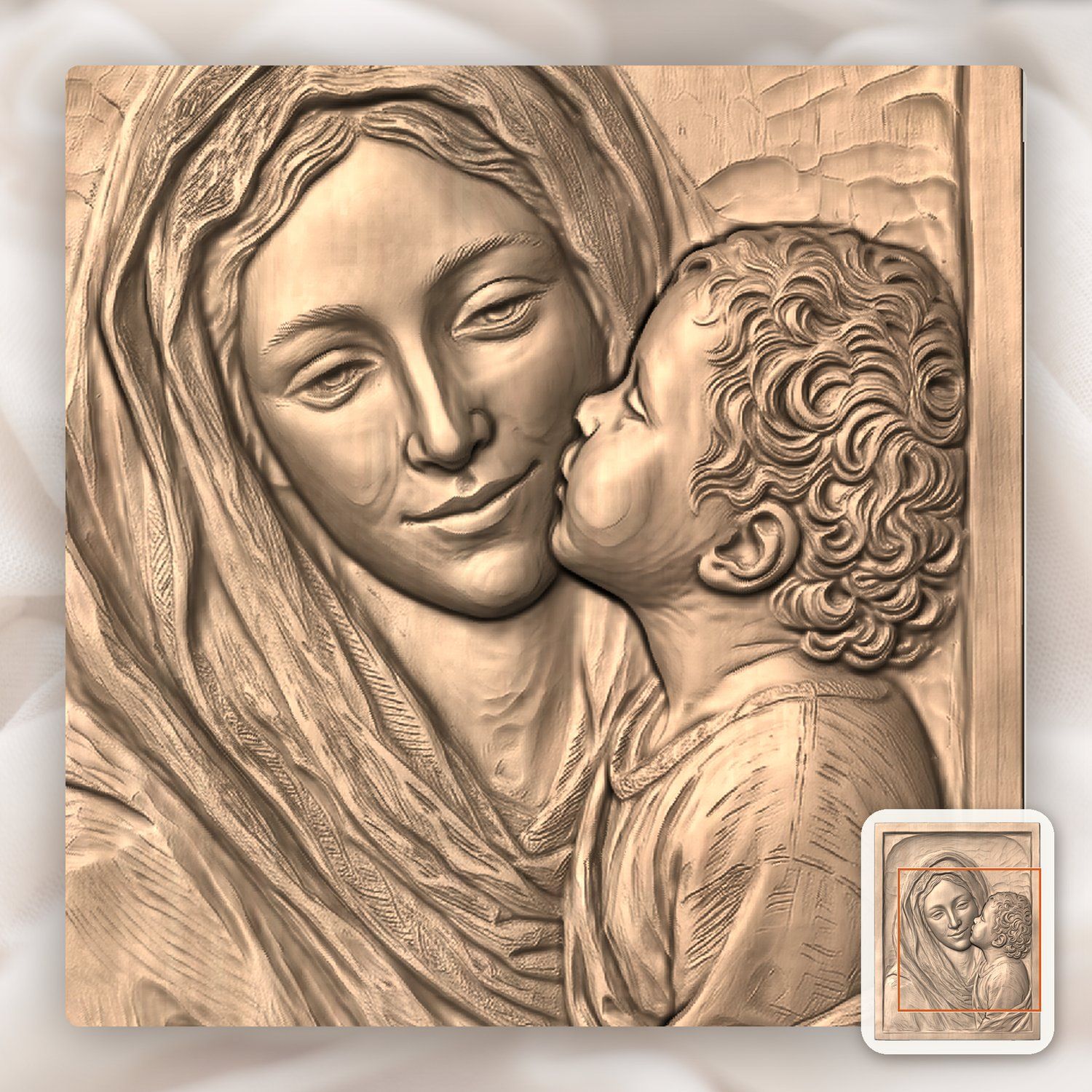 Madonna and Child Jesus Wood Carving CNC Relief STL bas-relief STL — view 7