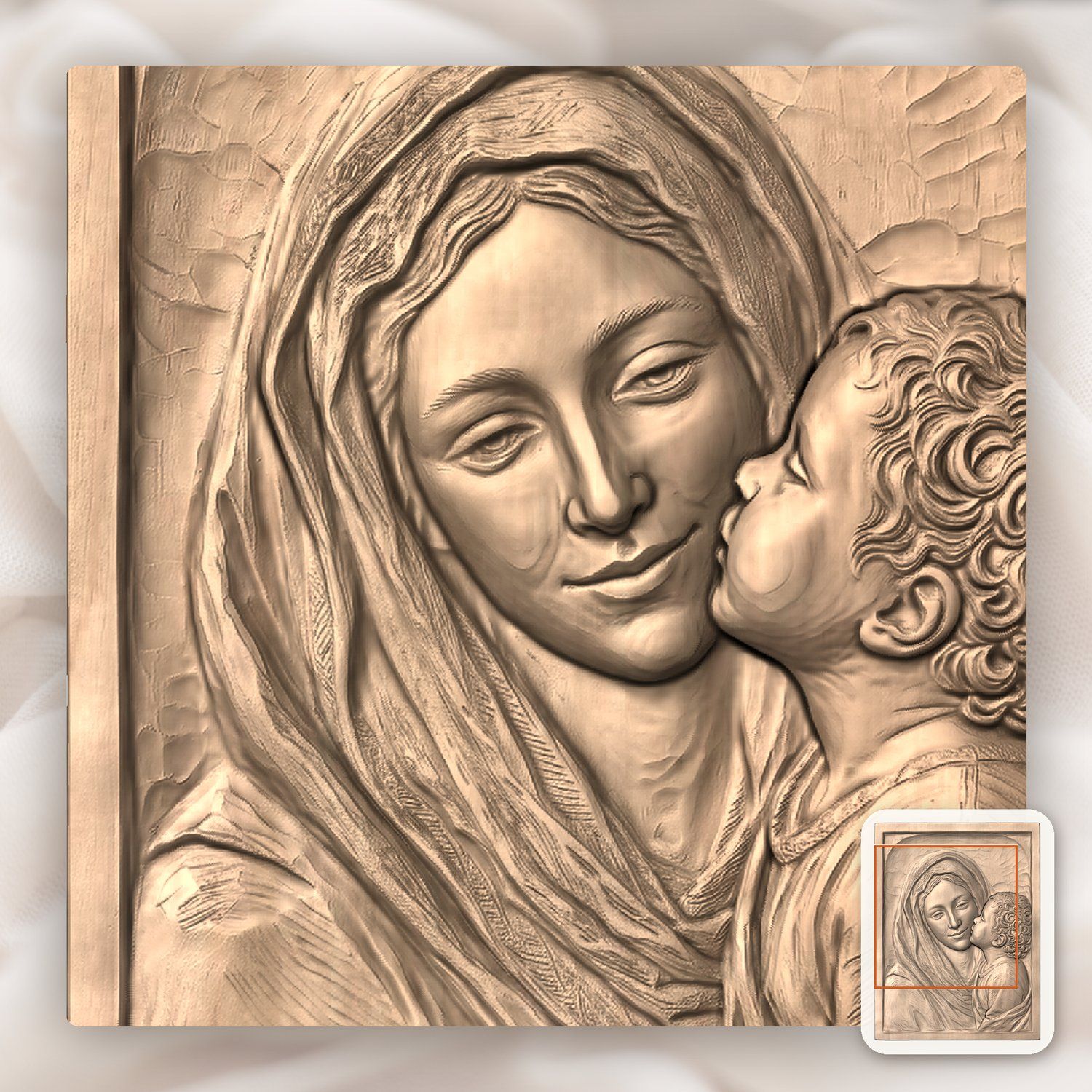 Madonna and Child Jesus Wood Carving CNC Relief STL bas-relief STL — view 8