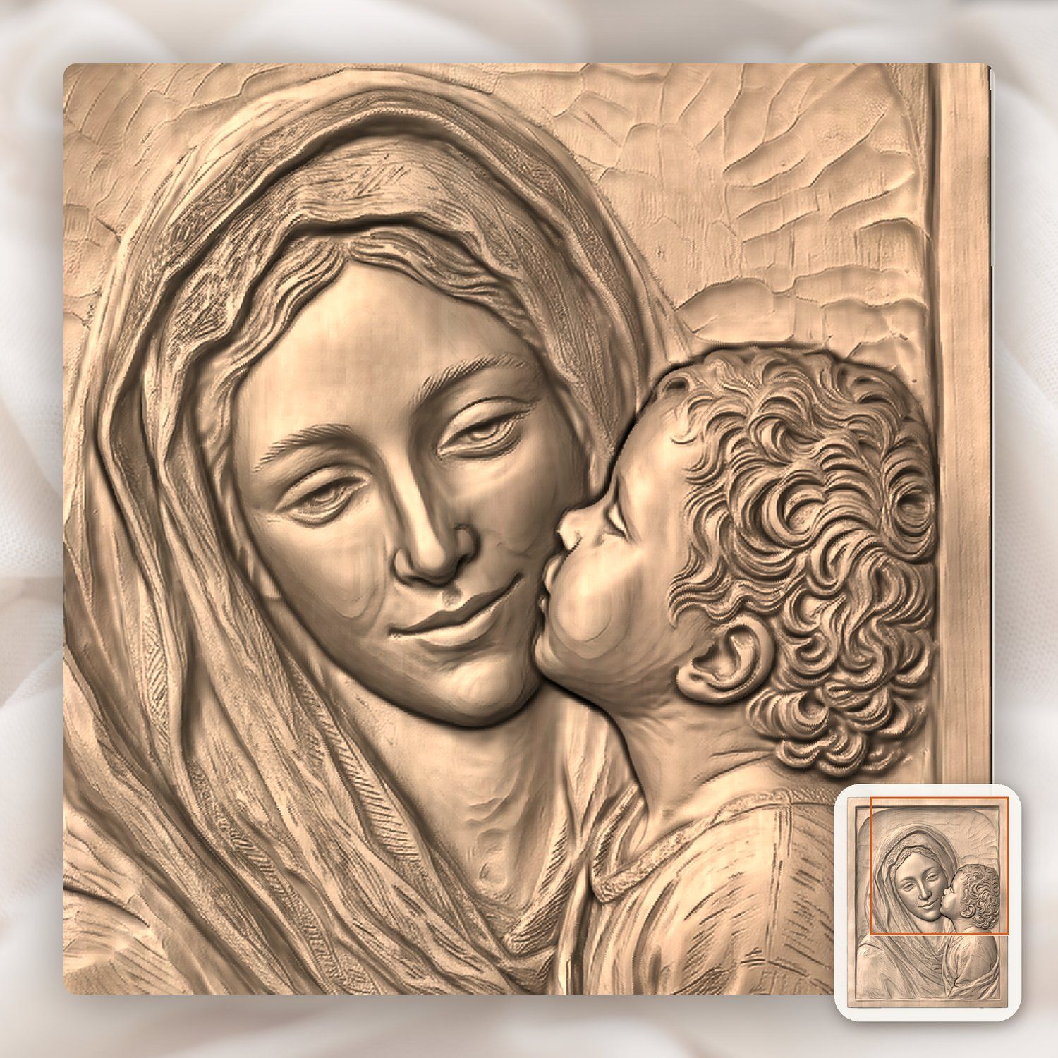 Madonna and Child Jesus Wood Carving CNC Relief STL bas-relief STL — view 9