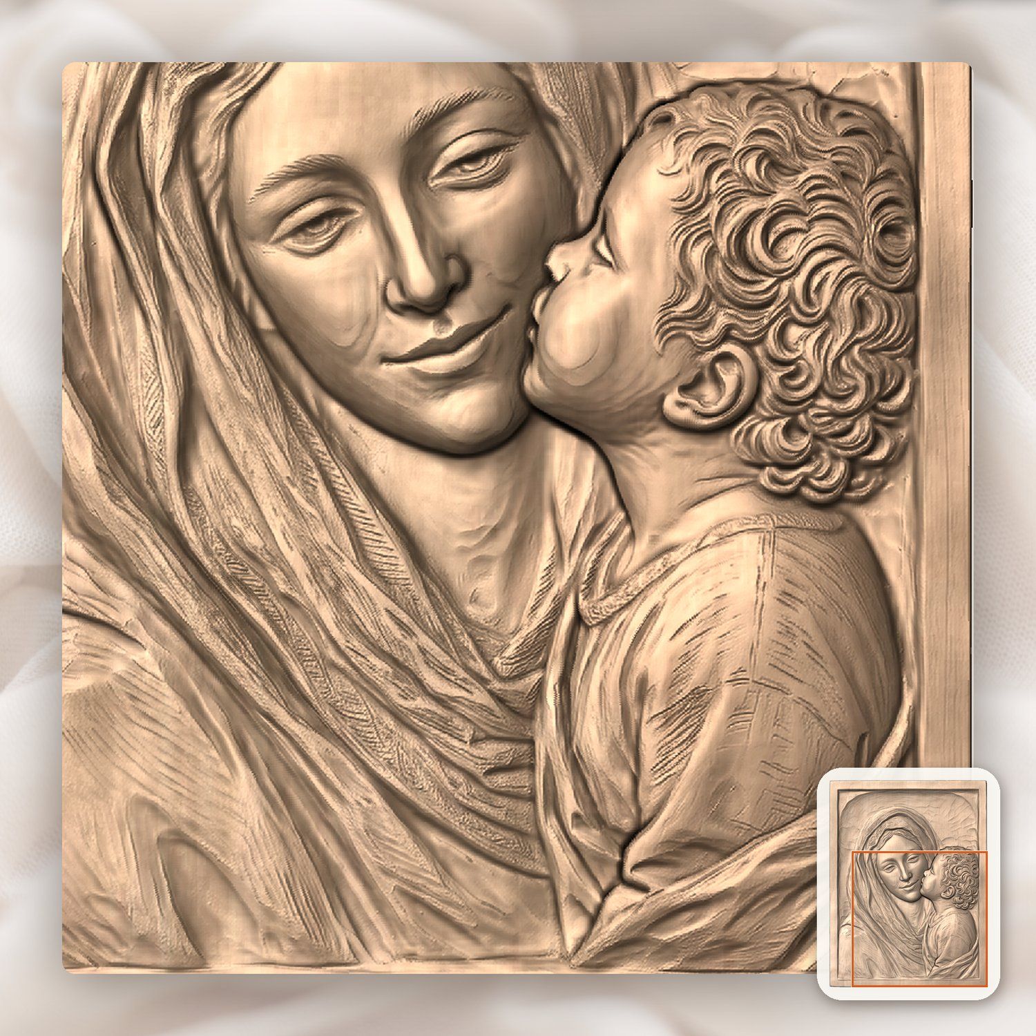 Madonna and Child Jesus Wood Carving CNC Relief STL bas-relief STL — view 10