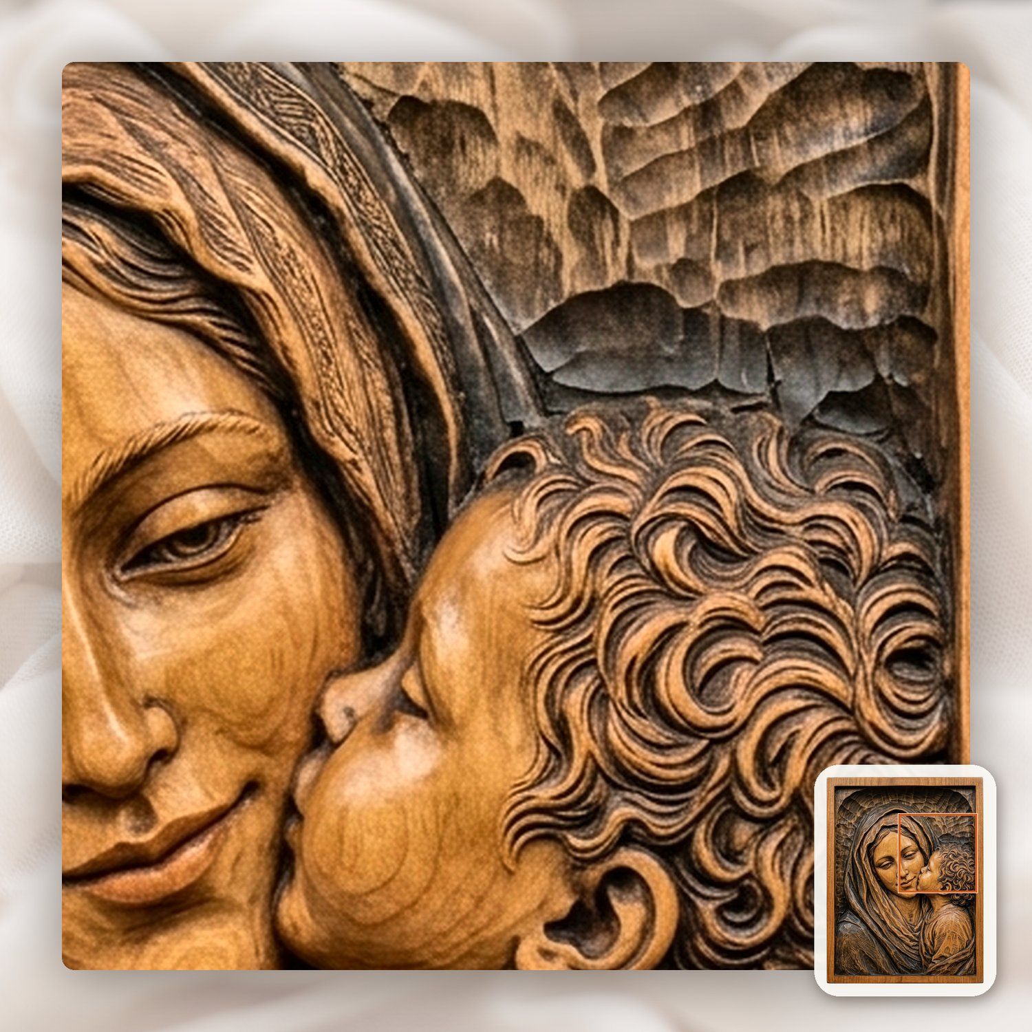 Madonna and Child Jesus Wood Carving CNC Relief STL bas-relief STL — view 11