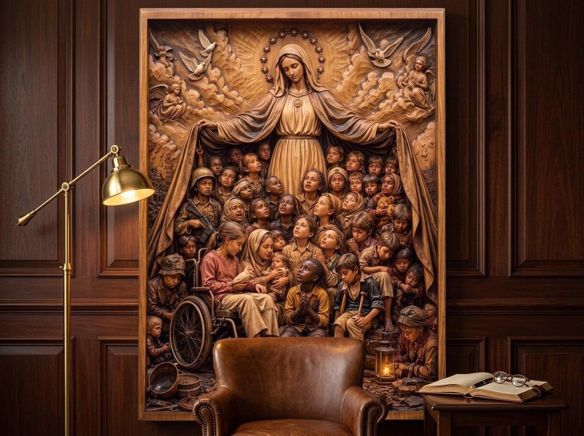 Madonna of Mercy Shielding Children CNC Relief STL bas-relief STL — view 14