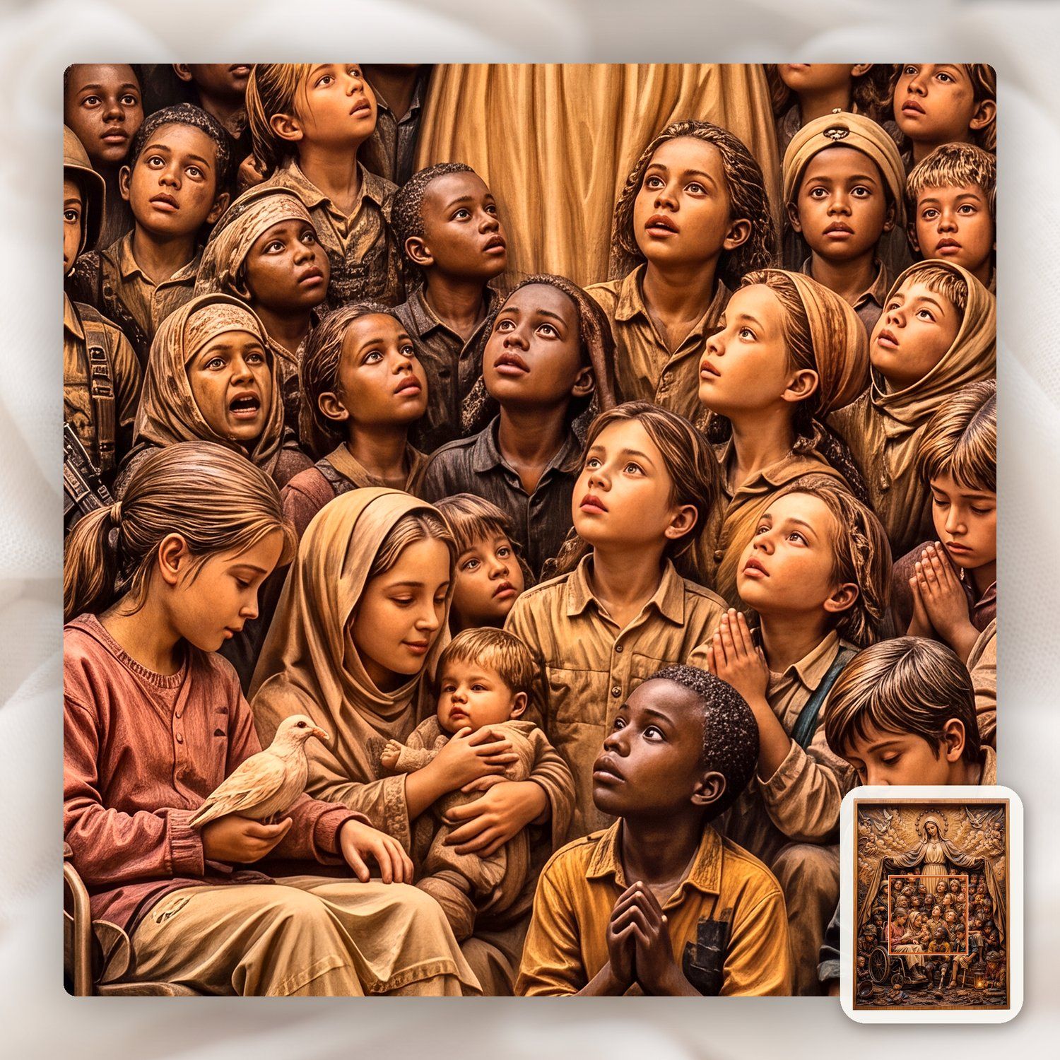 Madonna of Mercy Shielding Children CNC Relief STL bas-relief STL — view 10