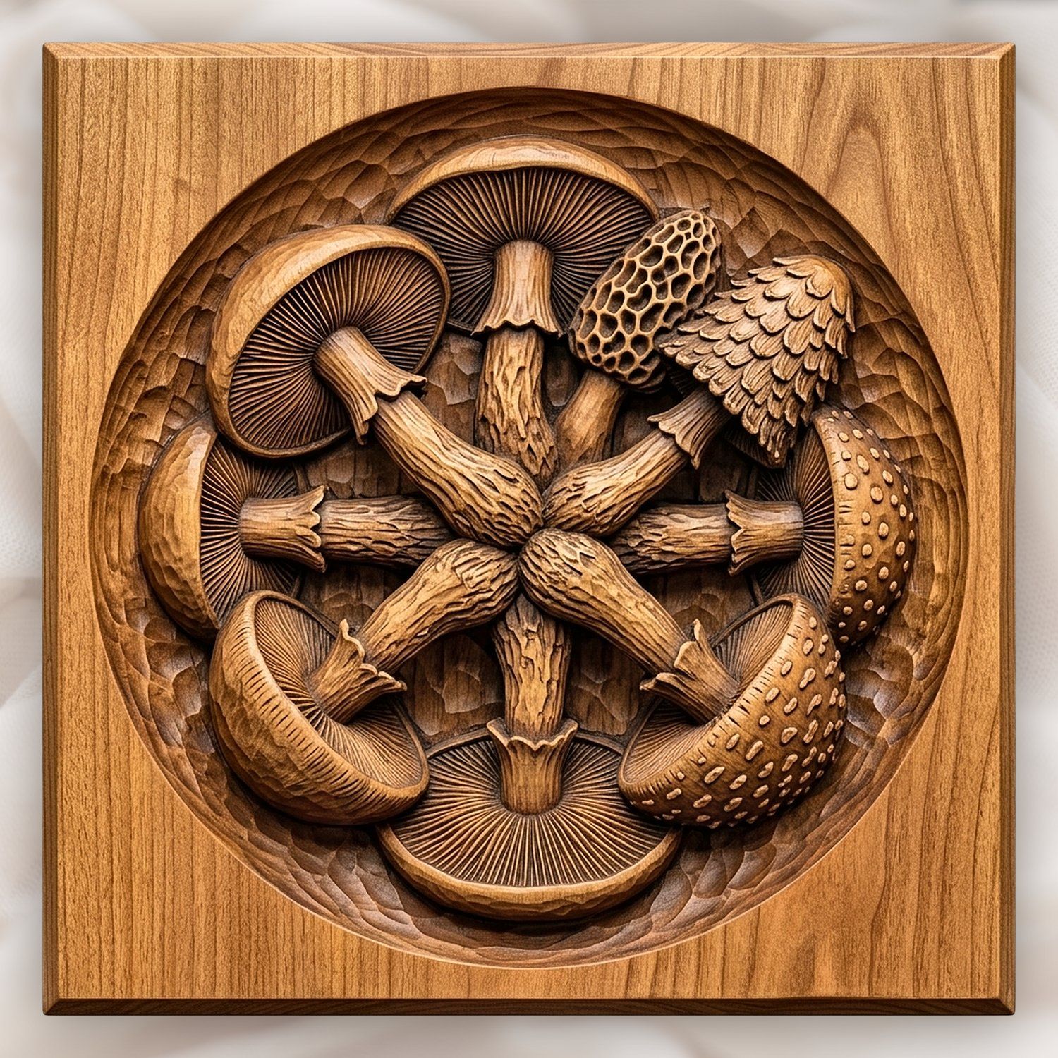 Magical Mushroom Medallion CNC Relief STL bas-relief STL design