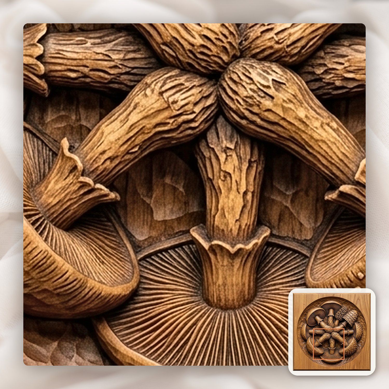Magical Mushroom Medallion CNC Relief STL bas-relief STL — view 12