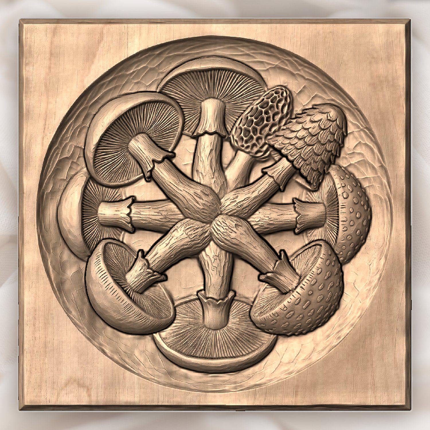 Magical Mushroom Medallion CNC Relief STL bas-relief STL — view 5