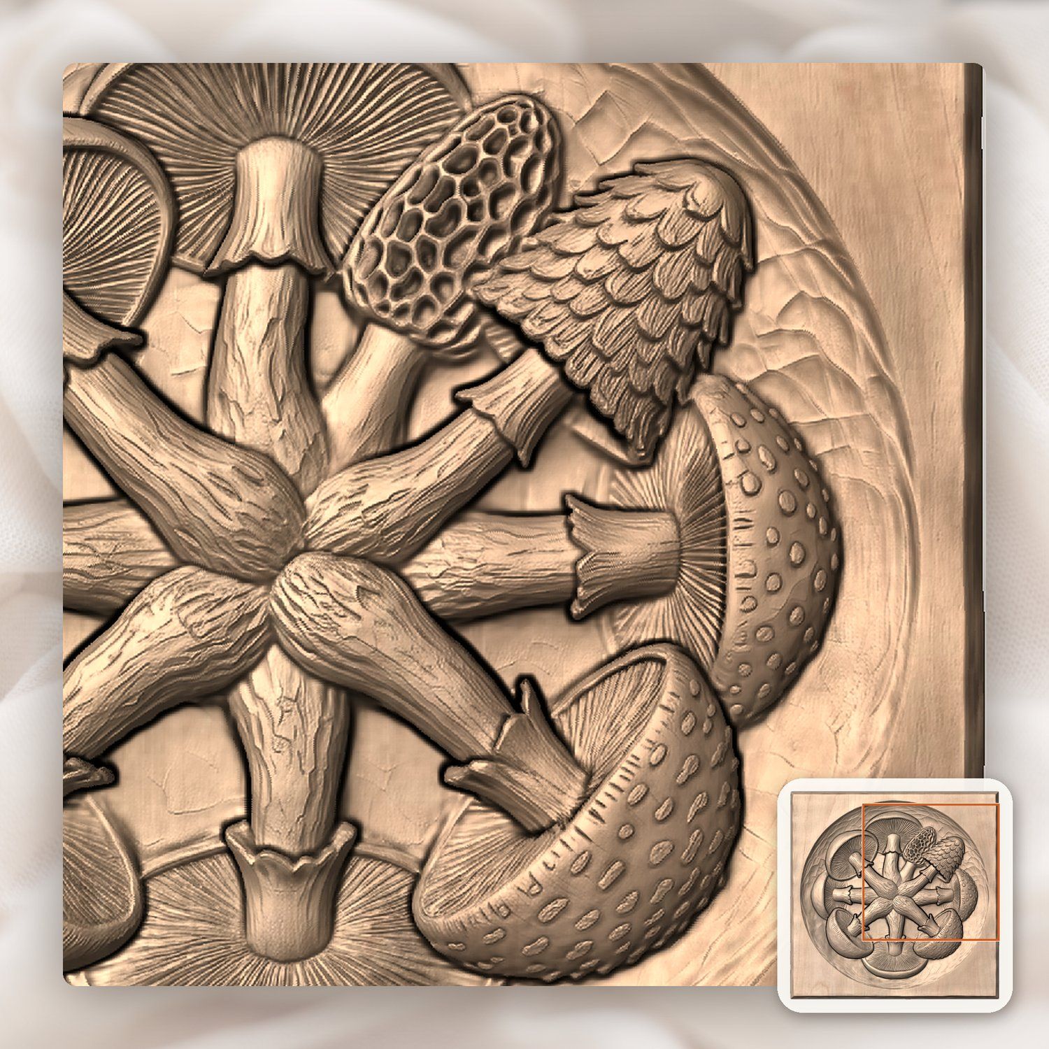 Magical Mushroom Medallion CNC Relief STL bas-relief STL — view 8