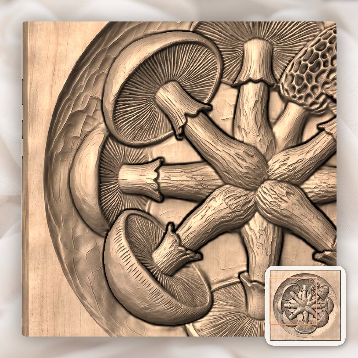 Magical Mushroom Medallion CNC Relief STL bas-relief STL — view 10