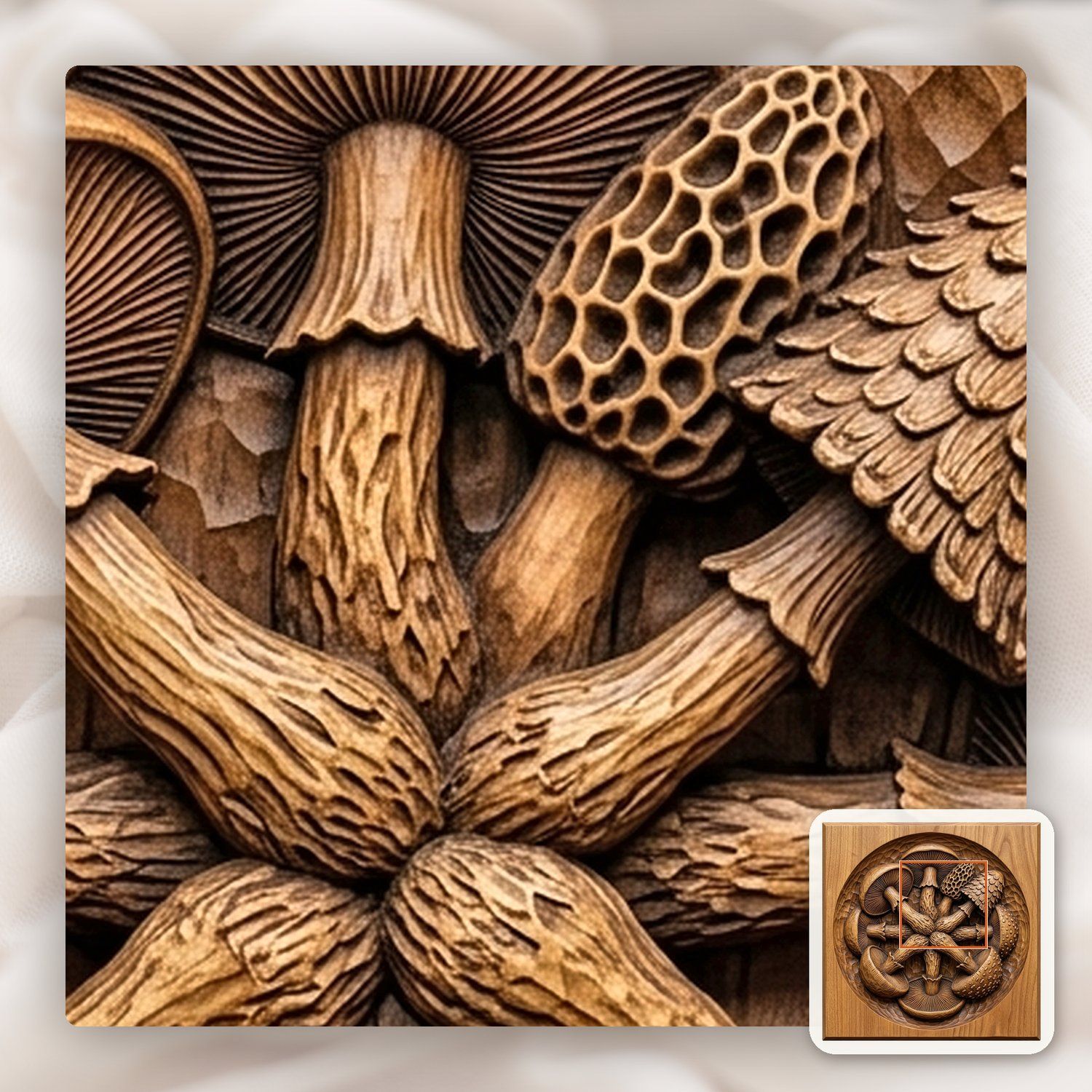 Magical Mushroom Medallion CNC Relief STL bas-relief STL — view 11