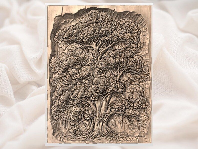 Ancient Oak Tree of Life Bas-Relief STL for CNC Carving bas-relief STL — view 3