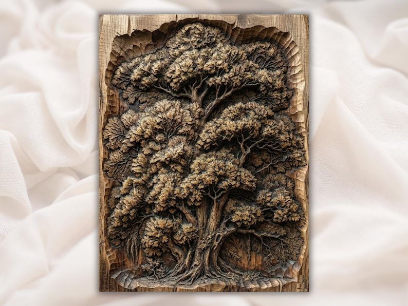 Ancient Oak Tree of Life Bas-Relief STL for CNC Carving bas-relief STL design