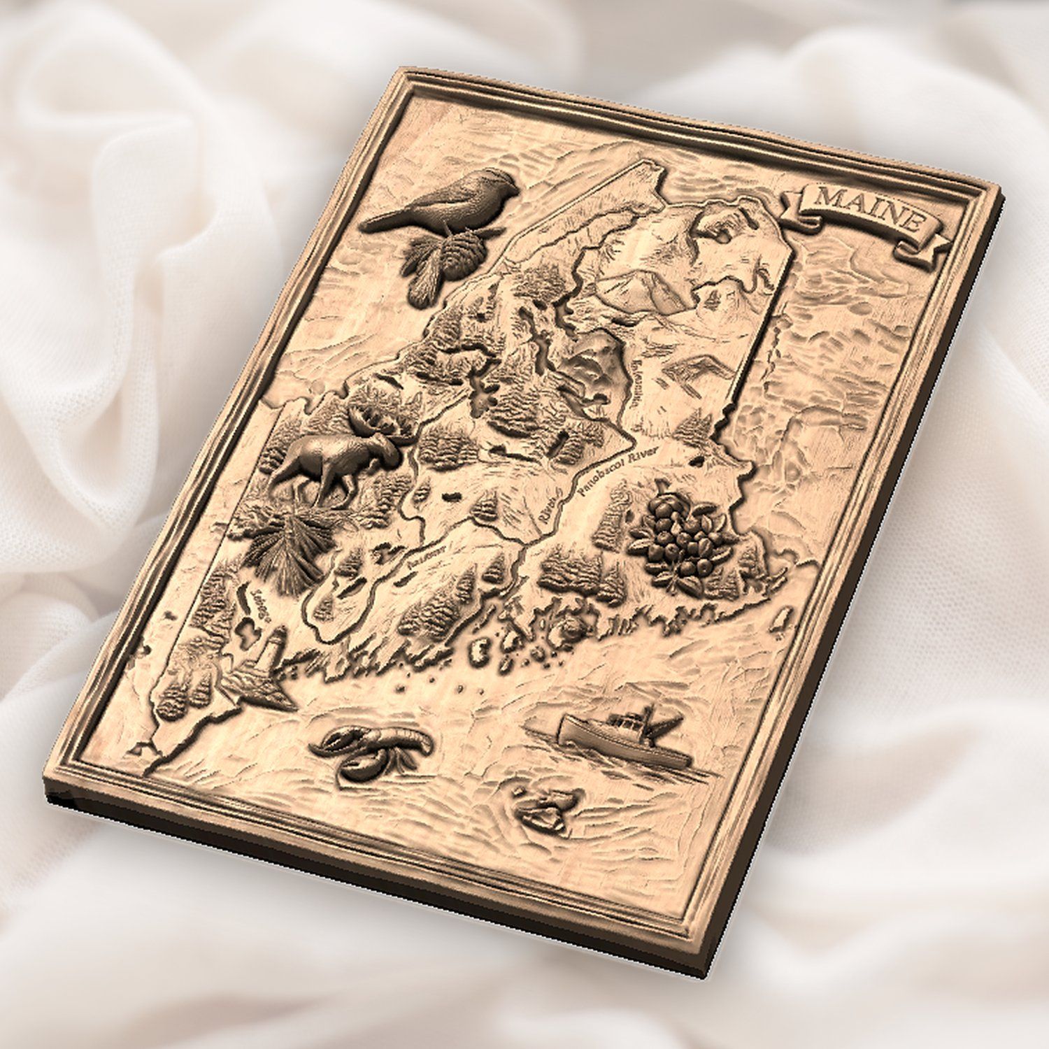 Maine State Map 3D Wood Carving CNC Relief STL bas-relief STL — view 6